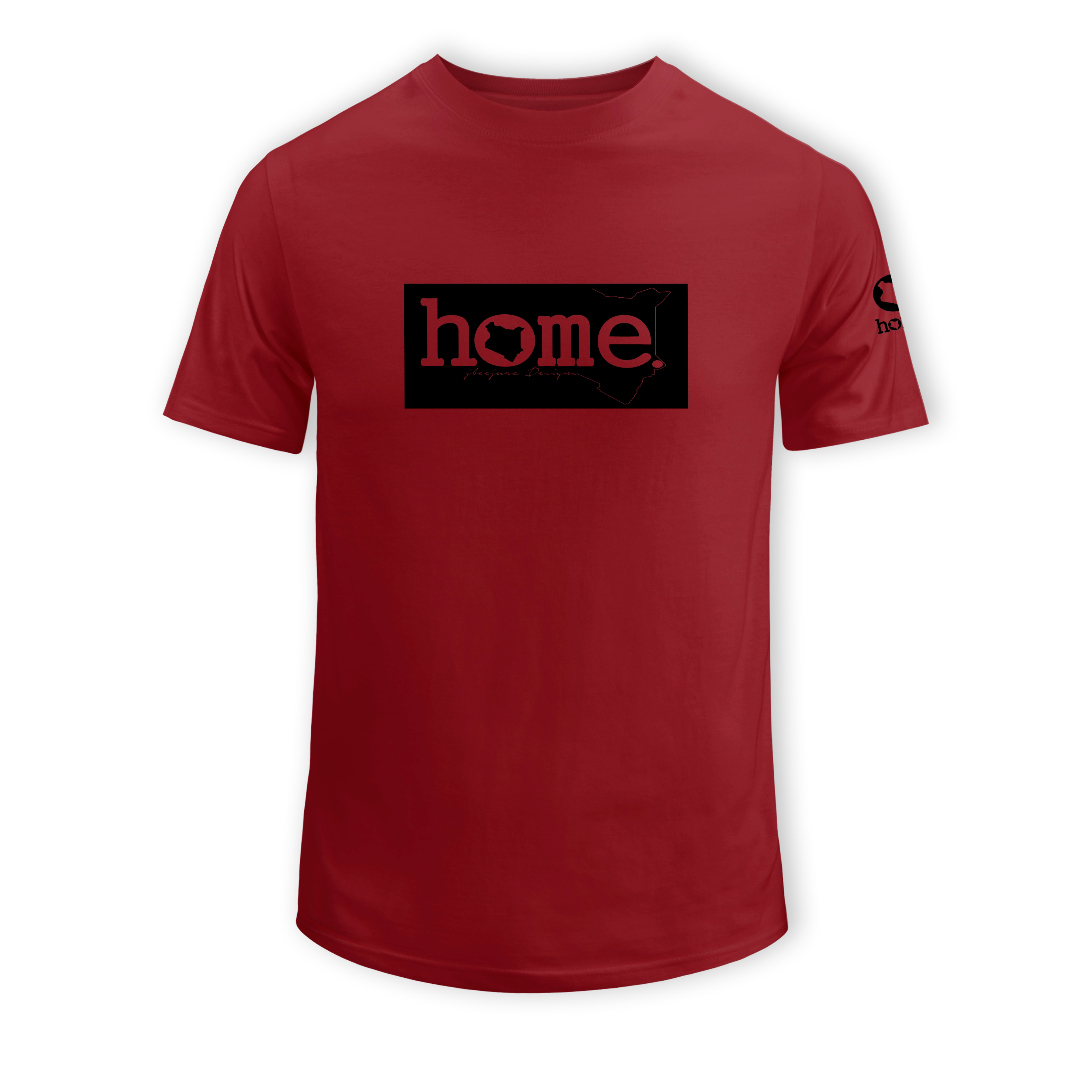 home_254 SHORT-SLEEVED MAROON RED T-SHIRT WITH A BLACK CLASSIC PRINT – COTTON PLUS FABRIC