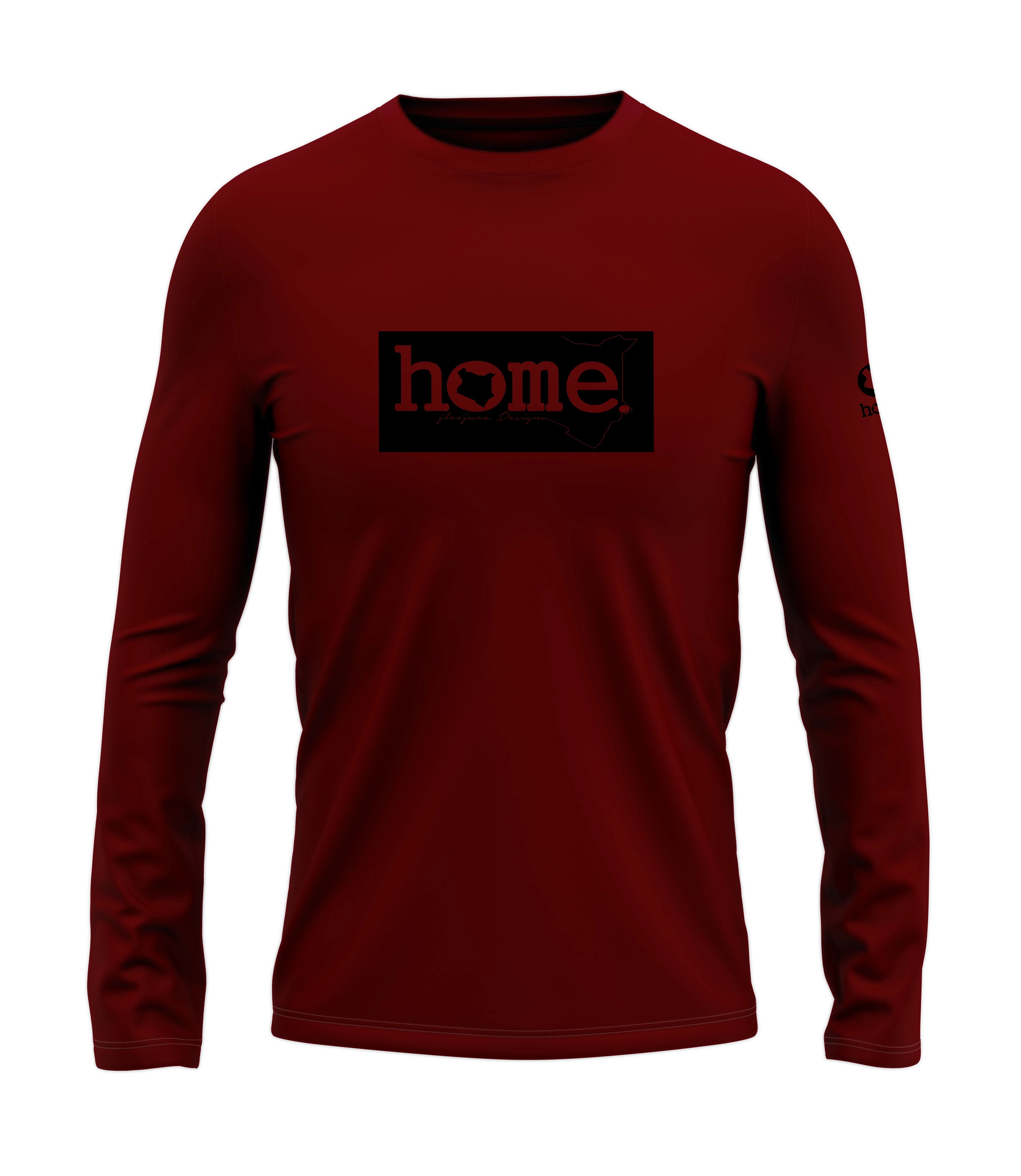 home_254 LONG-SLEEVED MAROON RED T-SHIRT WITH A BLACK CLASSIC PRINT – COTTON PLUS FABRIC