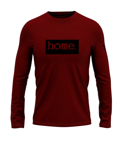 home_254 LONG-SLEEVED MAROON RED T-SHIRT WITH A BLACK CLASSIC PRINT – COTTON PLUS FABRIC