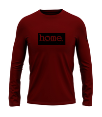 home_254 LONG-SLEEVED MAROON RED T-SHIRT WITH A BLACK CLASSIC PRINT – COTTON PLUS FABRIC