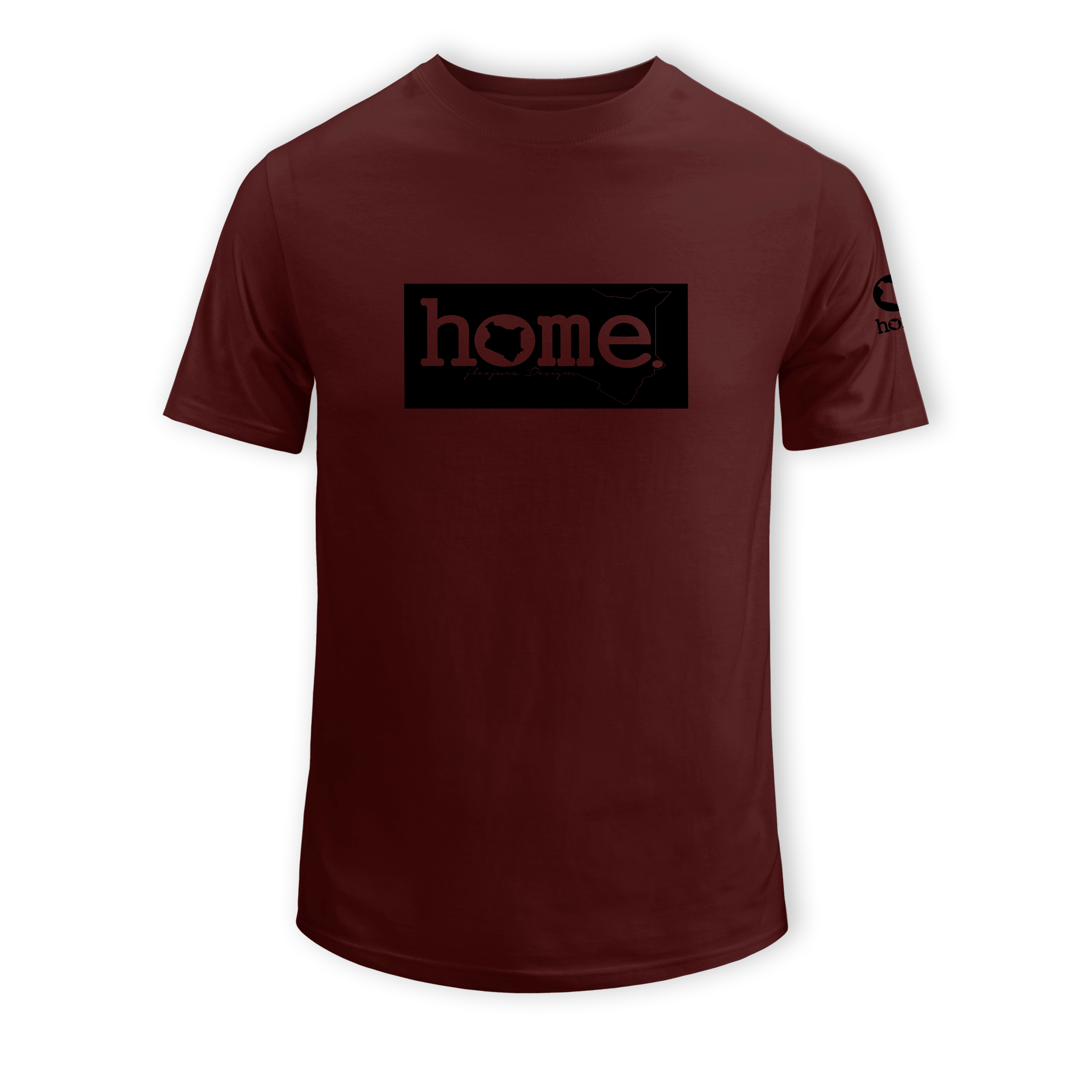 home_254 SHORT-SLEEVED MAROON T-SHIRT WITH A BLACK CLASSIC PRINT – COTTON PLUS FABRIC