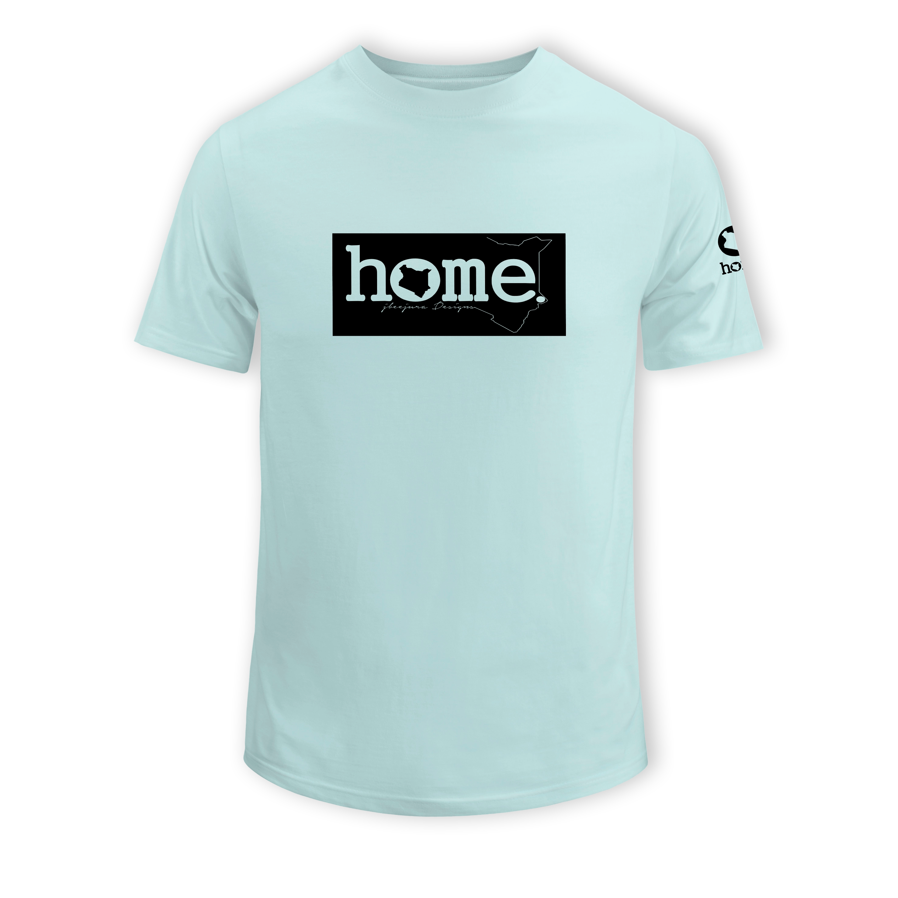 home_254 KIDS SHORT-SLEEVED MISTY BLUE T-SHIRT WITH A BLACK CLASSIC PRINT – COTTON PLUS FABRIC