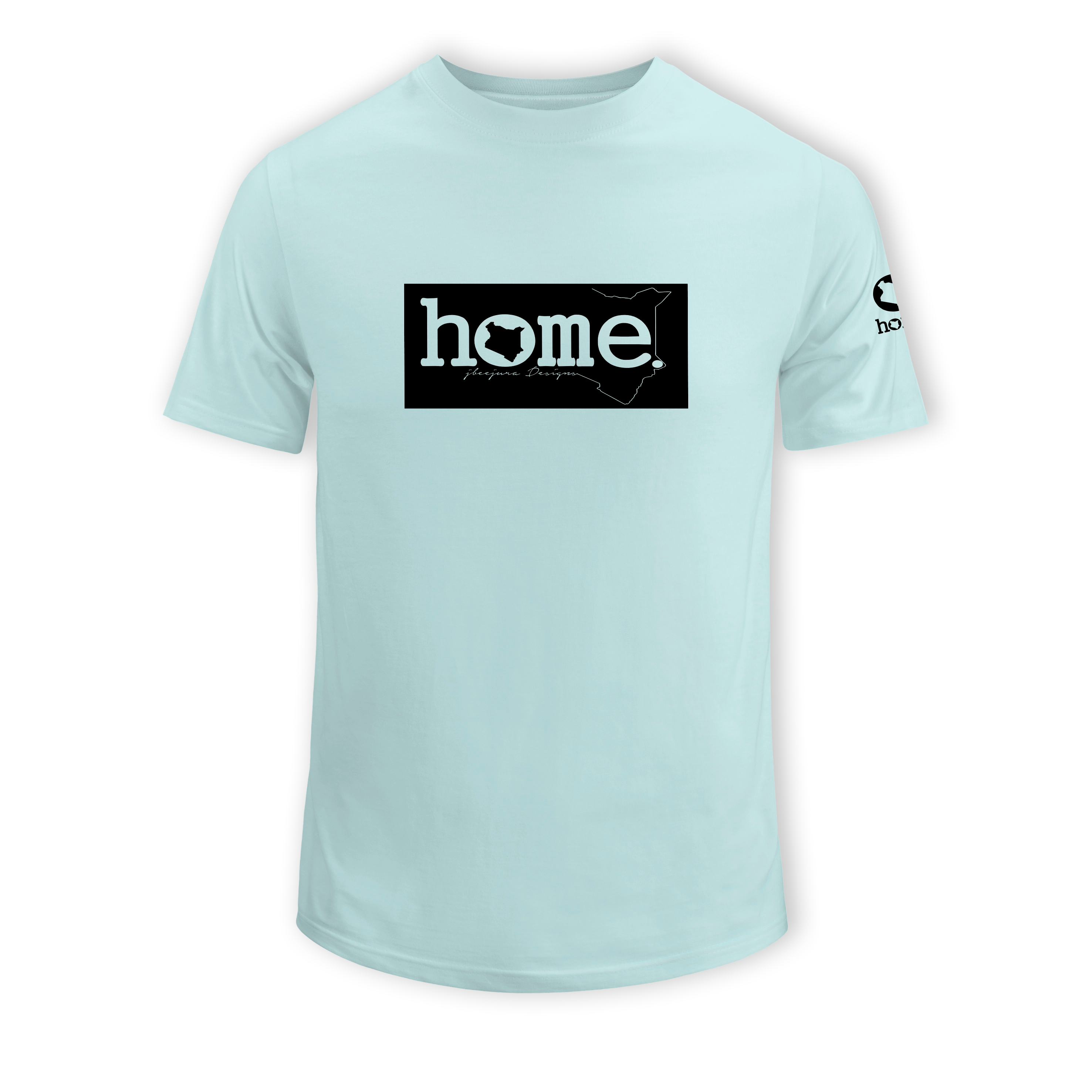 home_254 SHORT-SLEEVED MISTY BLUE T-SHIRT WITH A BLACK CLASSIC PRINT – COTTON PLUS FABRIC