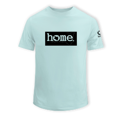 home_254 SHORT-SLEEVED MISTY BLUE T-SHIRT WITH A BLACK CLASSIC PRINT – COTTON PLUS FABRIC