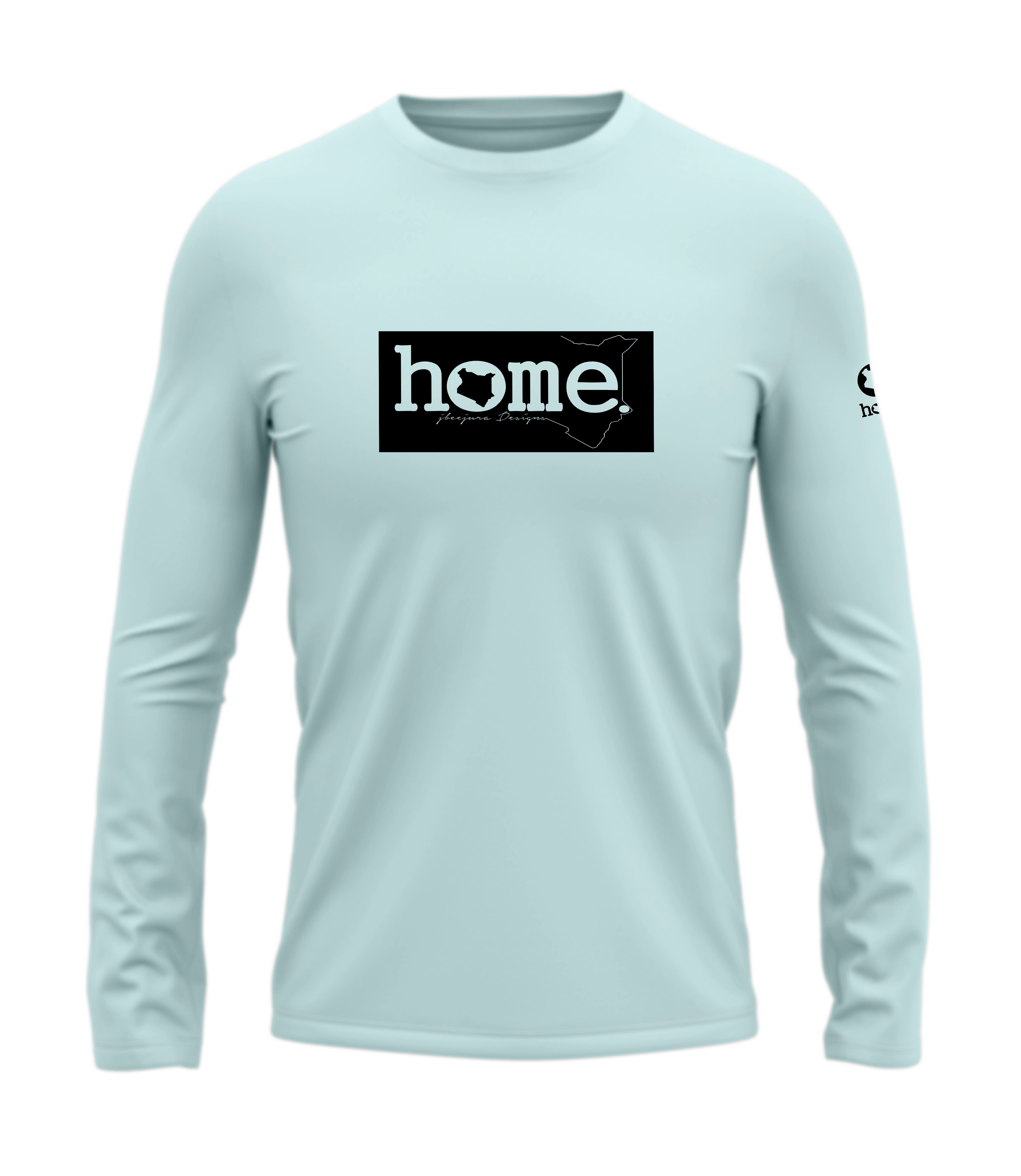 home_254 LONG-SLEEVED MISTY BLUE T-SHIRT WITH A BLACK CLASSIC PRINT – COTTON PLUS FABRIC