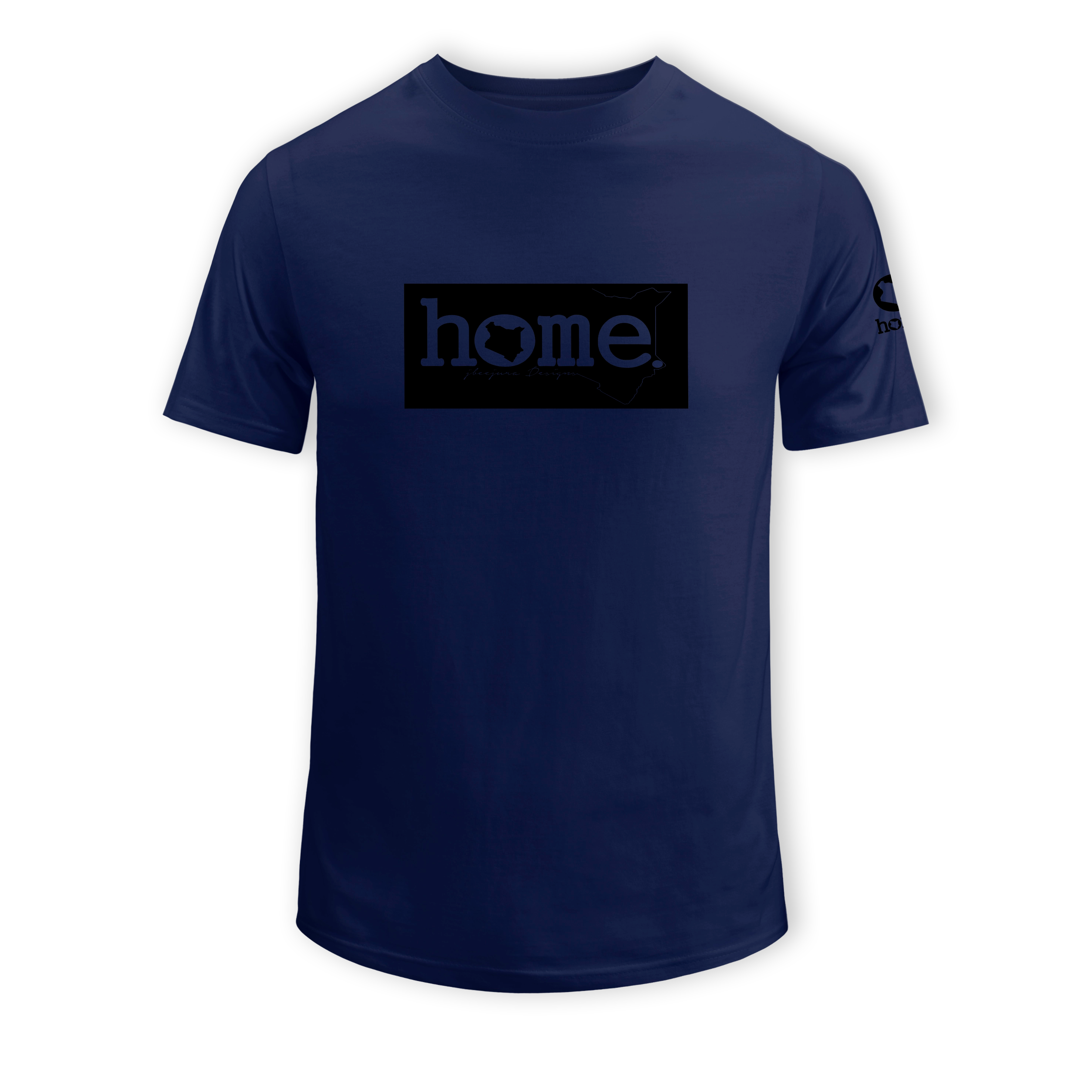 home_254 SHORT-SLEEVED NAVY BLUE T-SHIRT WITH A BLACK CLASSIC PRINT – COTTON PLUS FABRIC