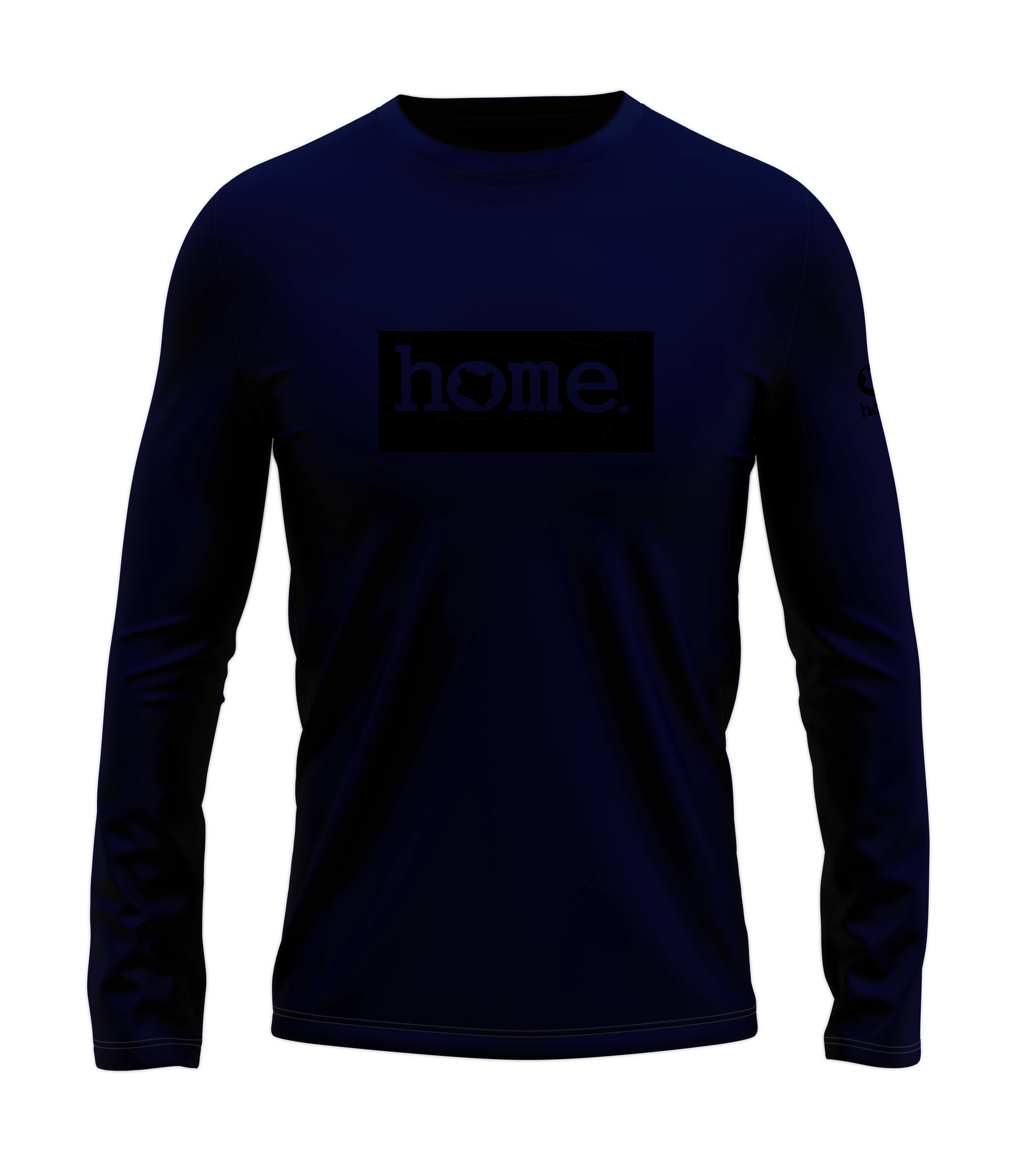 home_254 LONG-SLEEVED NAVY BLUE T-SHIRT WITH A BLACK CLASSIC PRINT – COTTON PLUS FABRIC