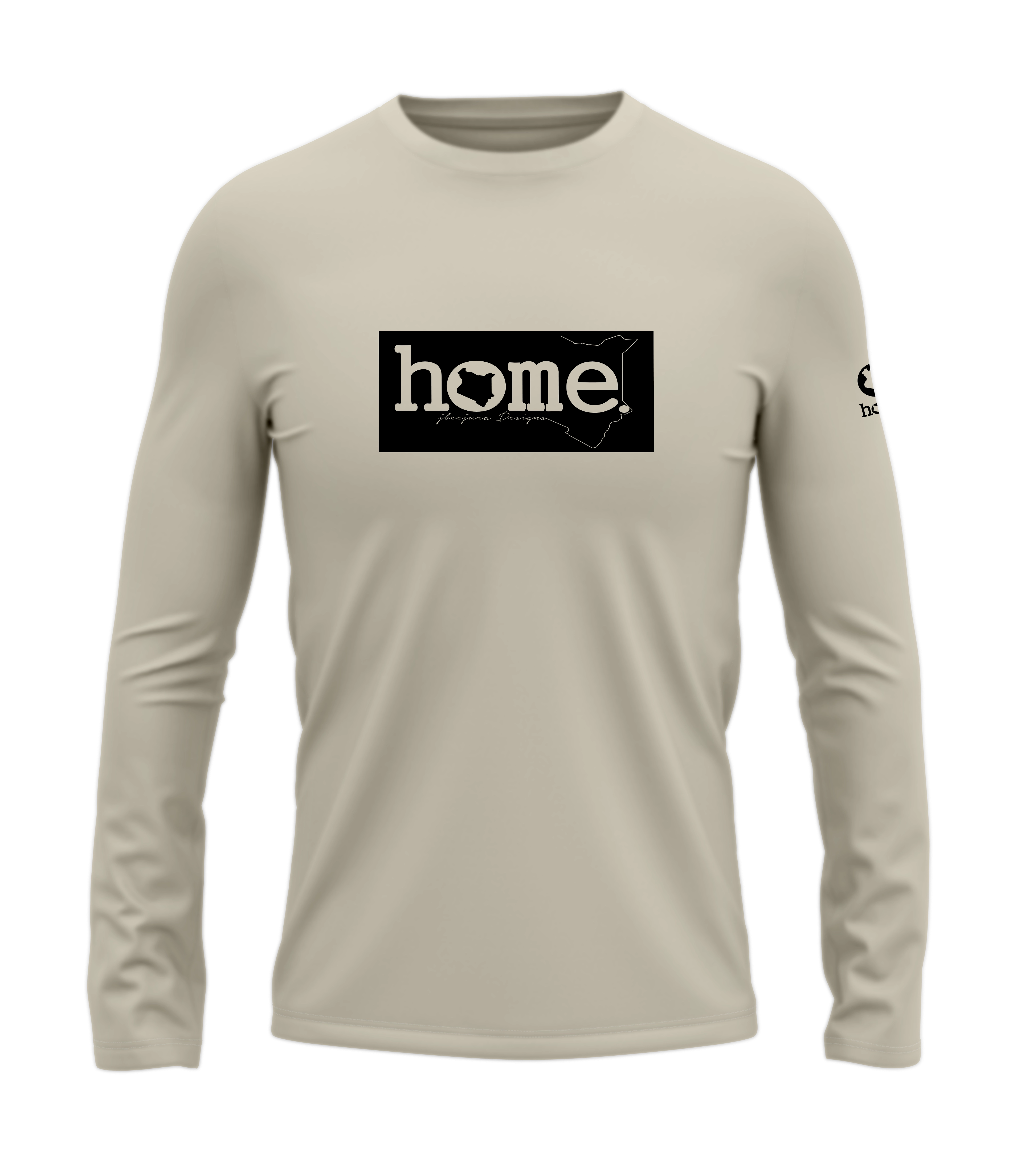 home_254 LONG-SLEEVED NUDE T-SHIRT WITH A BLACK CLASSIC PRINT – COTTON PLUS FABRIC