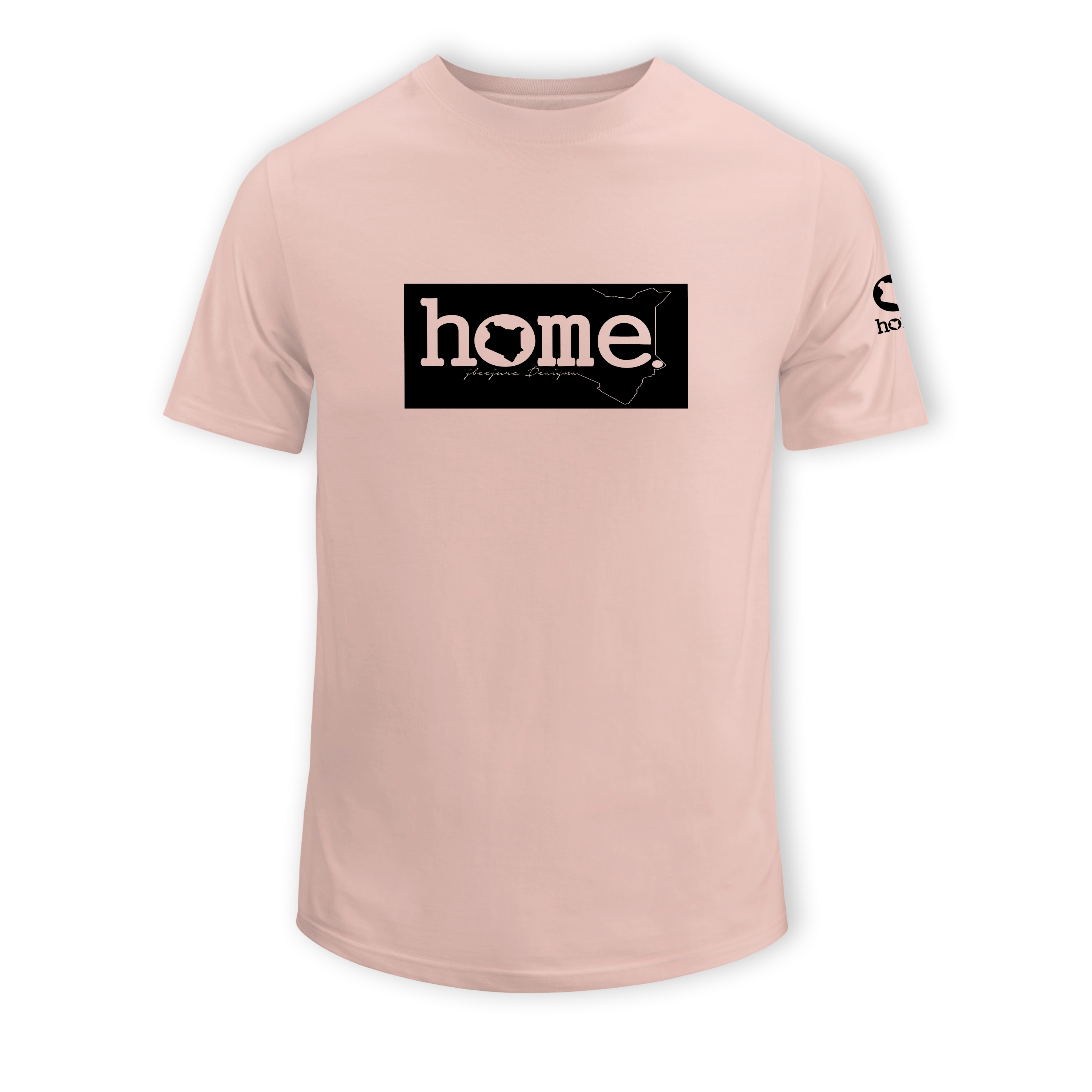 home_254 SHORT-SLEEVED PEACH T-SHIRT WITH A BLACK CLASSIC PRINT – COTTON PLUS FABRIC