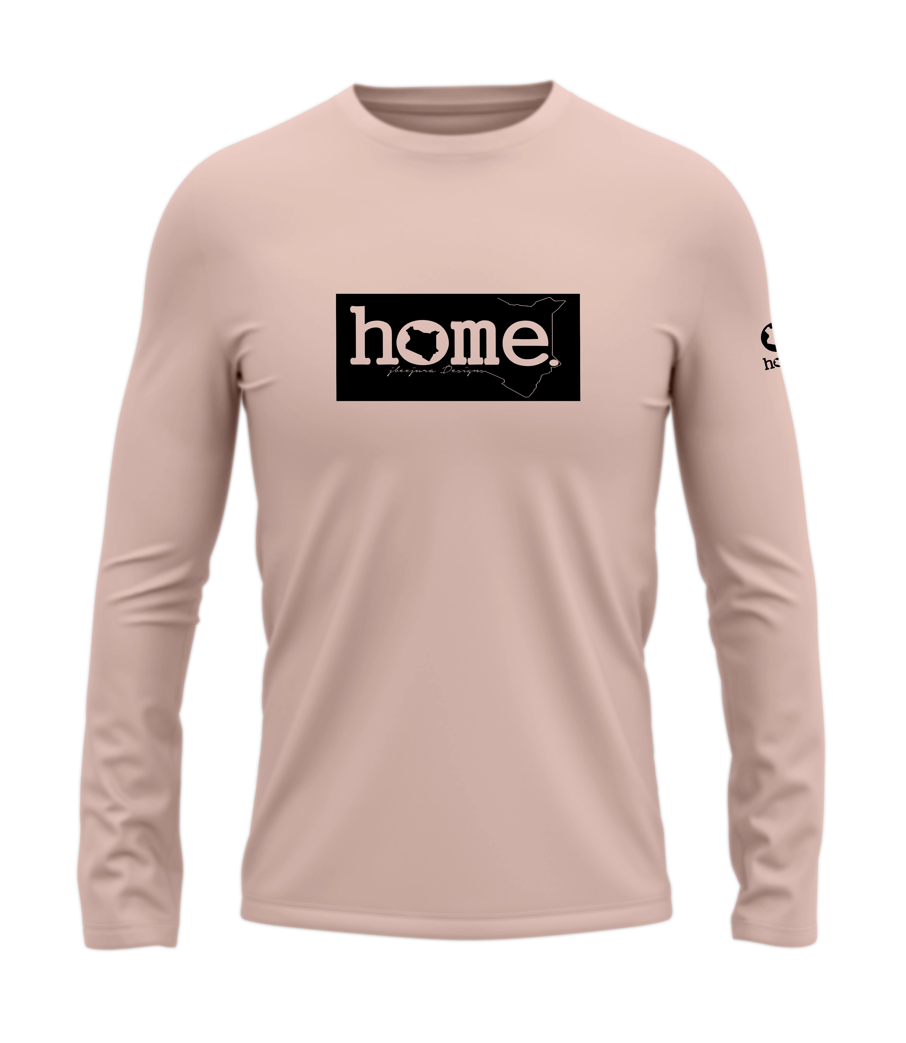 home_254 LONG-SLEEVED PEACH T-SHIRT WITH A BLACK CLASSIC PRINT – COTTON PLUS FABRIC