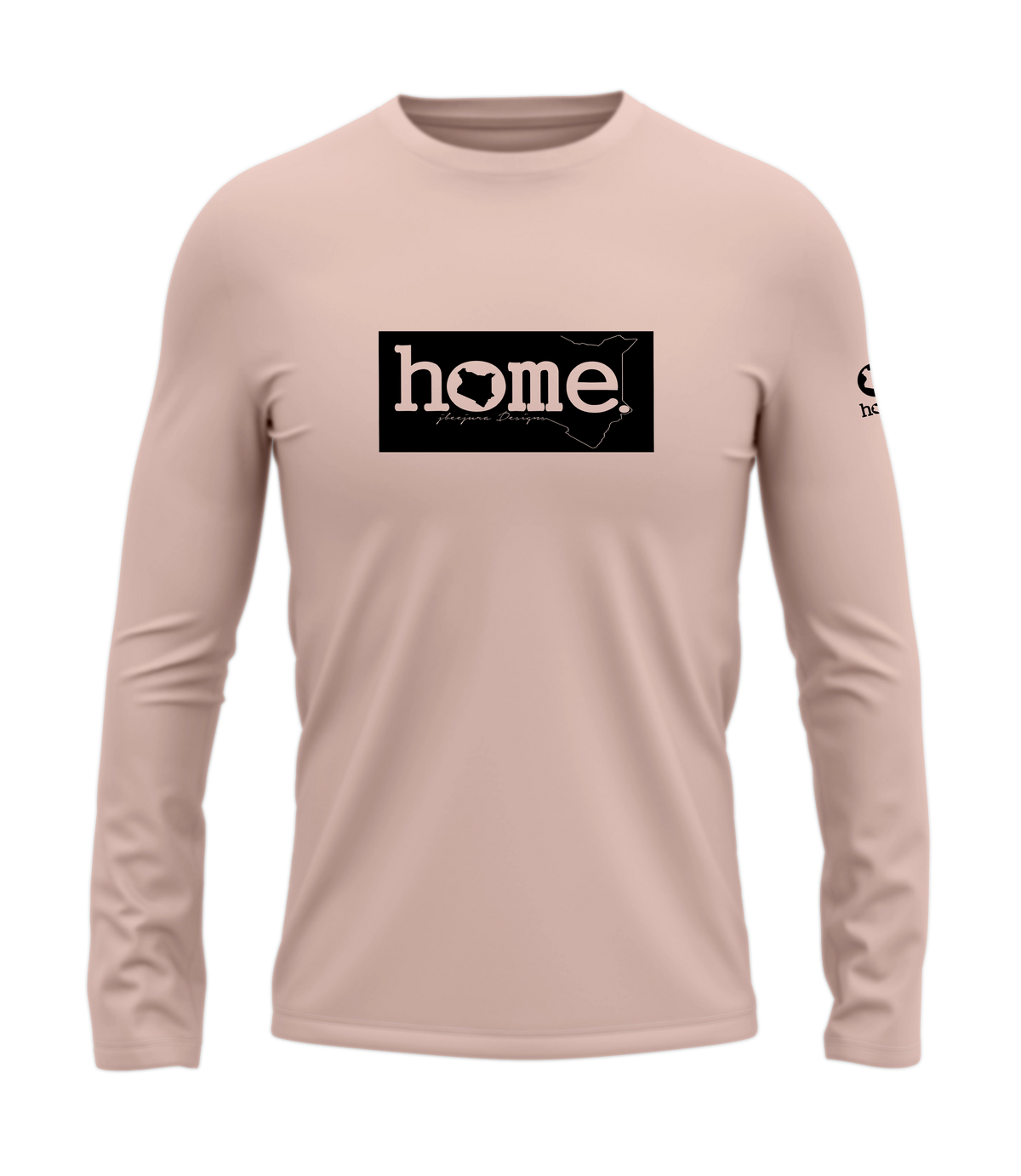 home_254 LONG-SLEEVED PEACH T-SHIRT WITH A BLACK CLASSIC PRINT – COTTON PLUS FABRIC