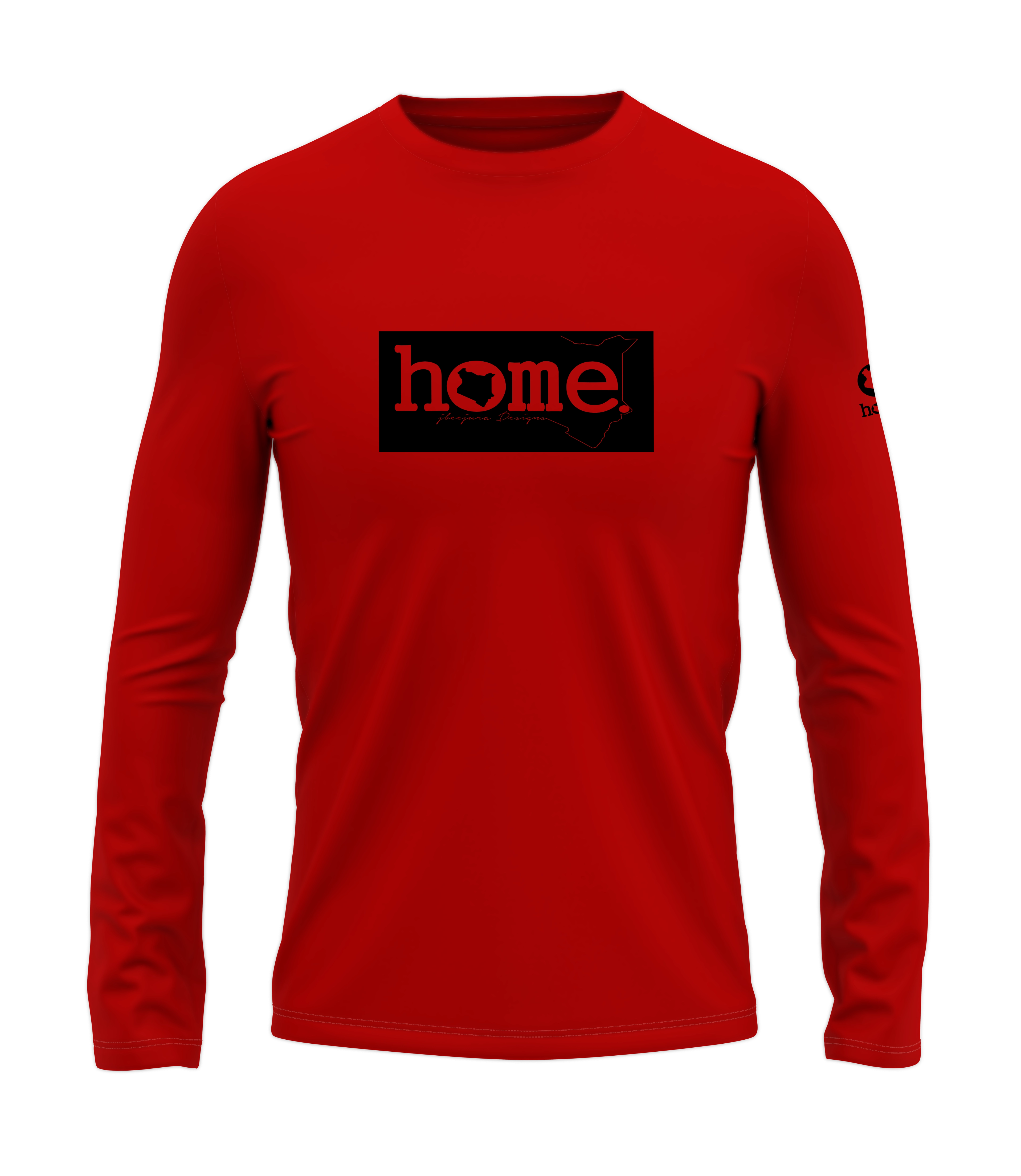 home_254 LONG-SLEEVED RED T-SHIRT WITH A BLACK CLASSIC PRINT – COTTON PLUS FABRIC