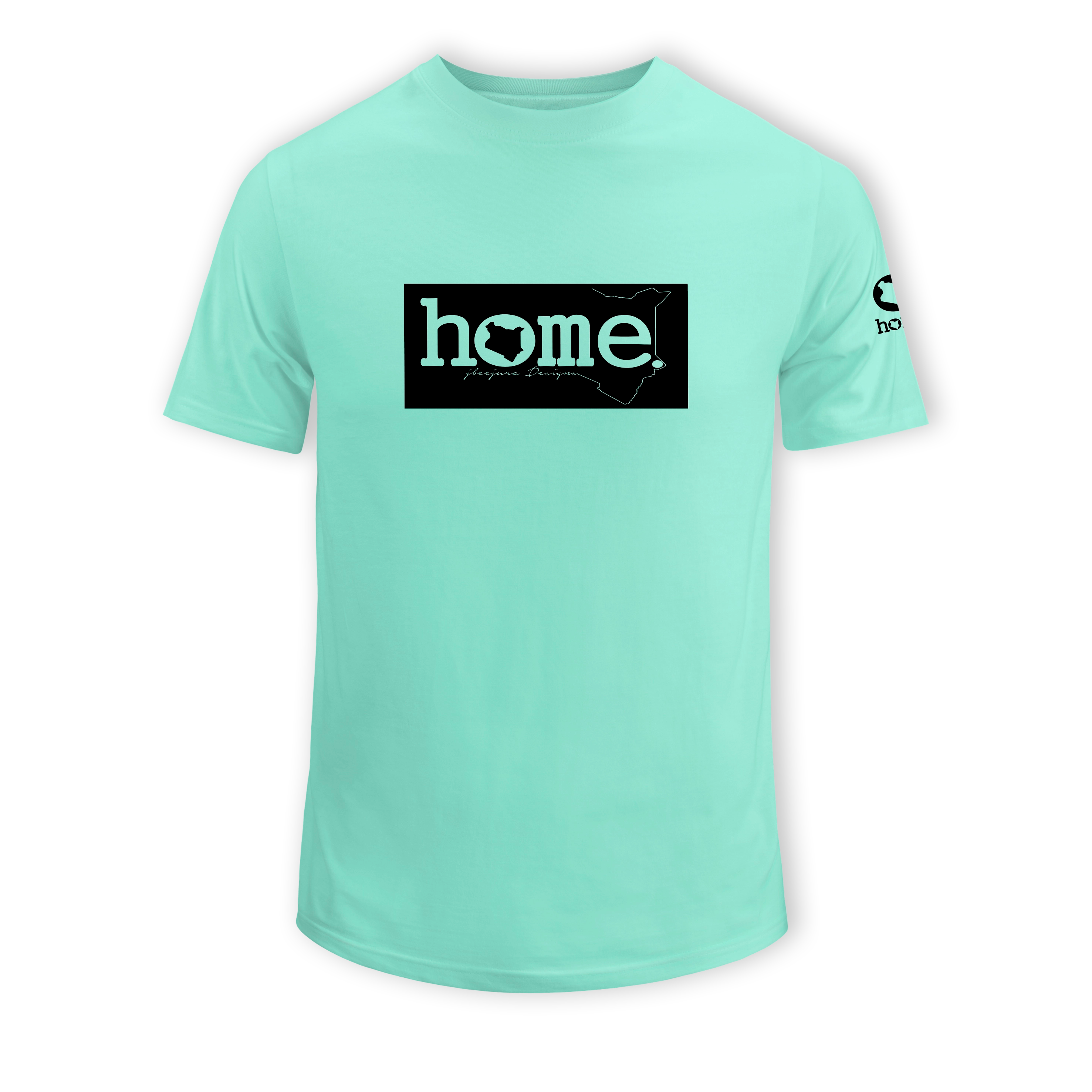 home_254 SHORT-SLEEVED TURQUOISE GREEN T-SHIRT WITH A BLACK CLASSIC PRINT – COTTON PLUS FABRIC