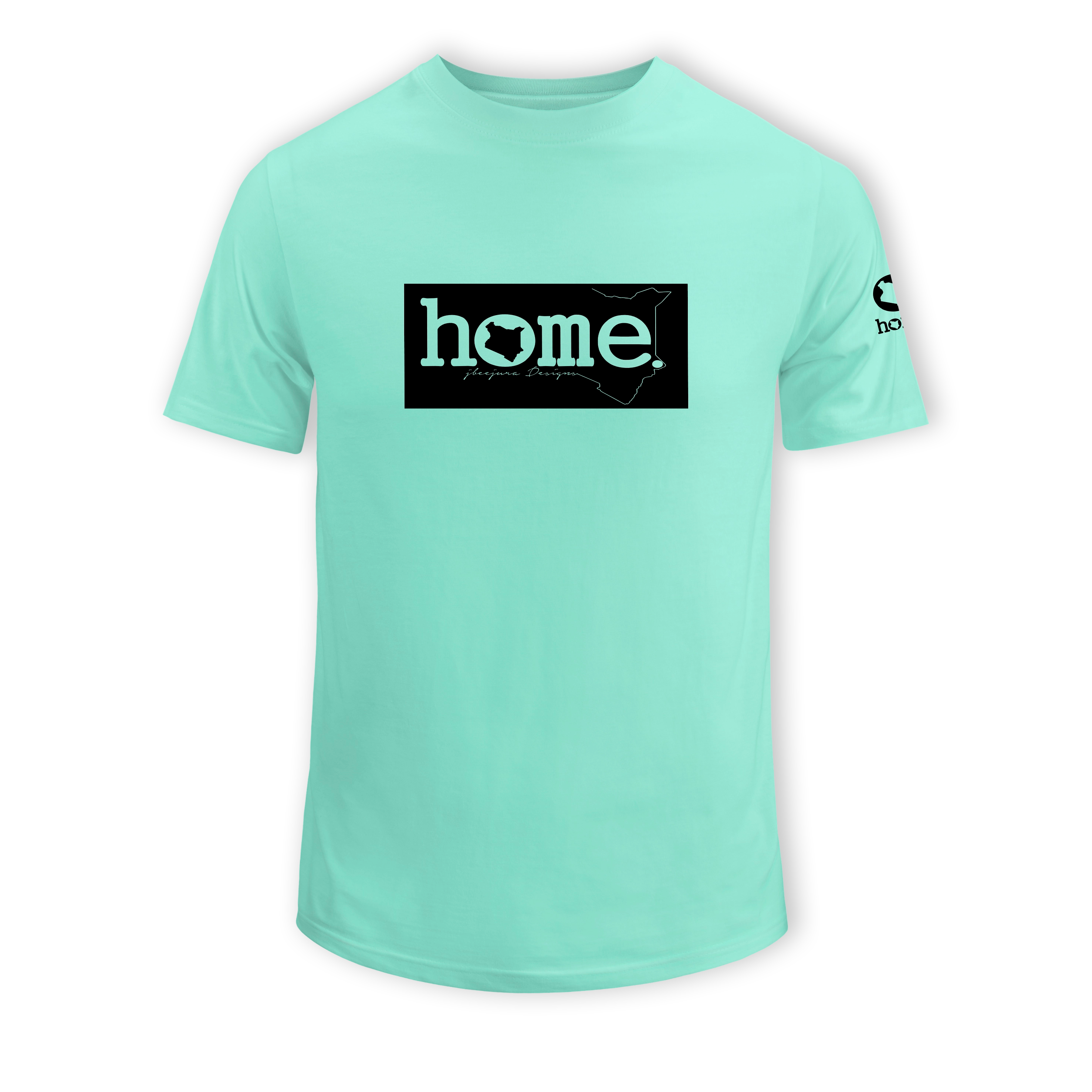 home_254 KIDS SHORT-SLEEVED TURQUOISE GREEN T-SHIRT WITH A BLACK CLASSIC PRINT – COTTON PLUS FABRIC