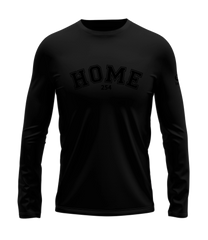 home_254 LONG-SLEEVED BLACK T-SHIRT WITH A BLACK COLLEGE PRINT – COTTON PLUS FABRIC