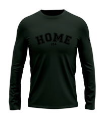 home_254 LONG-SLEEVED FOREST GREEN T-SHIRT WITH A BLACK COLLEGE PRINT – COTTON PLUS FABRIC