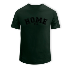 home_254 SHORT-SLEEVED FOREST GREEN T-SHIRT WITH A BLACK COLLEGE PRINT – COTTON PLUS FABRIC