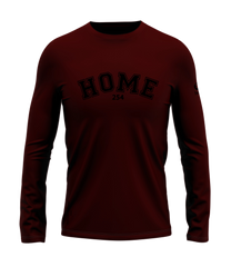 home_254 LONG-SLEEVED MAROON T-SHIRT WITH A BLACK COLLEGE PRINT – COTTON PLUS FABRIC