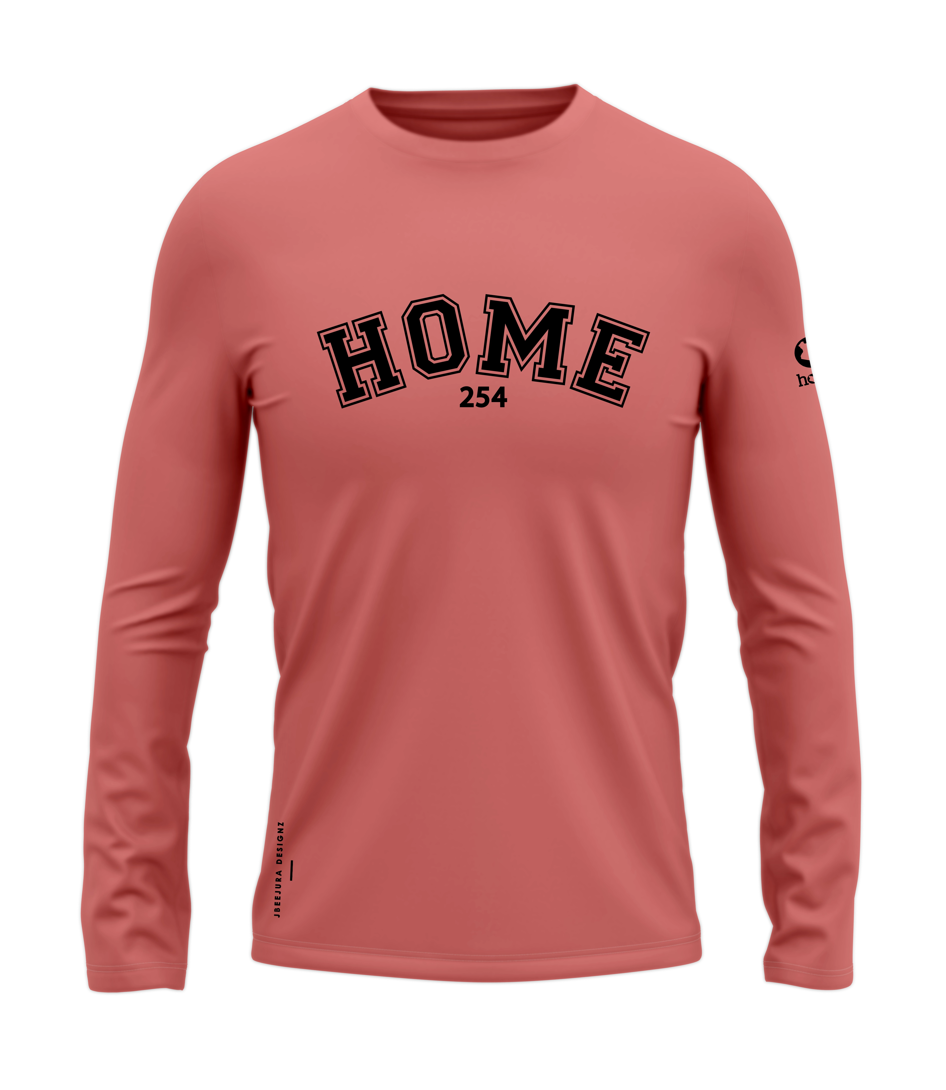 home_254 LONG-SLEEVED MULBERRY T-SHIRT WITH A BLACK COLLEGE PRINT – COTTON PLUS FABRIC