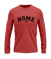 home_254 LONG-SLEEVED MULBERRY T-SHIRT WITH A BLACK COLLEGE PRINT – COTTON PLUS FABRIC