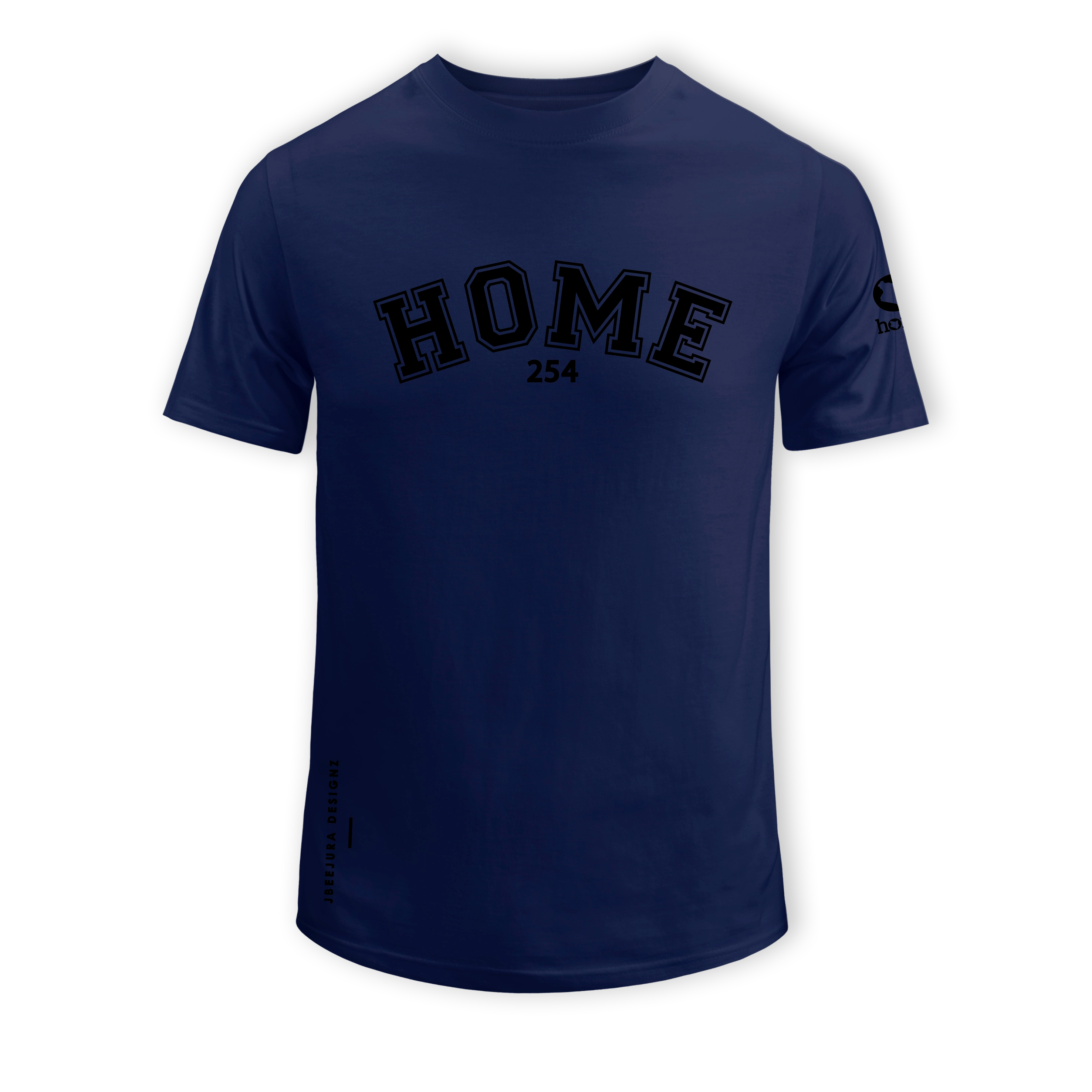 home_254 SHORT-SLEEVED NAVY BLUE T-SHIRT WITH A BLACK COLLEGE PRINT – COTTON PLUS FABRIC