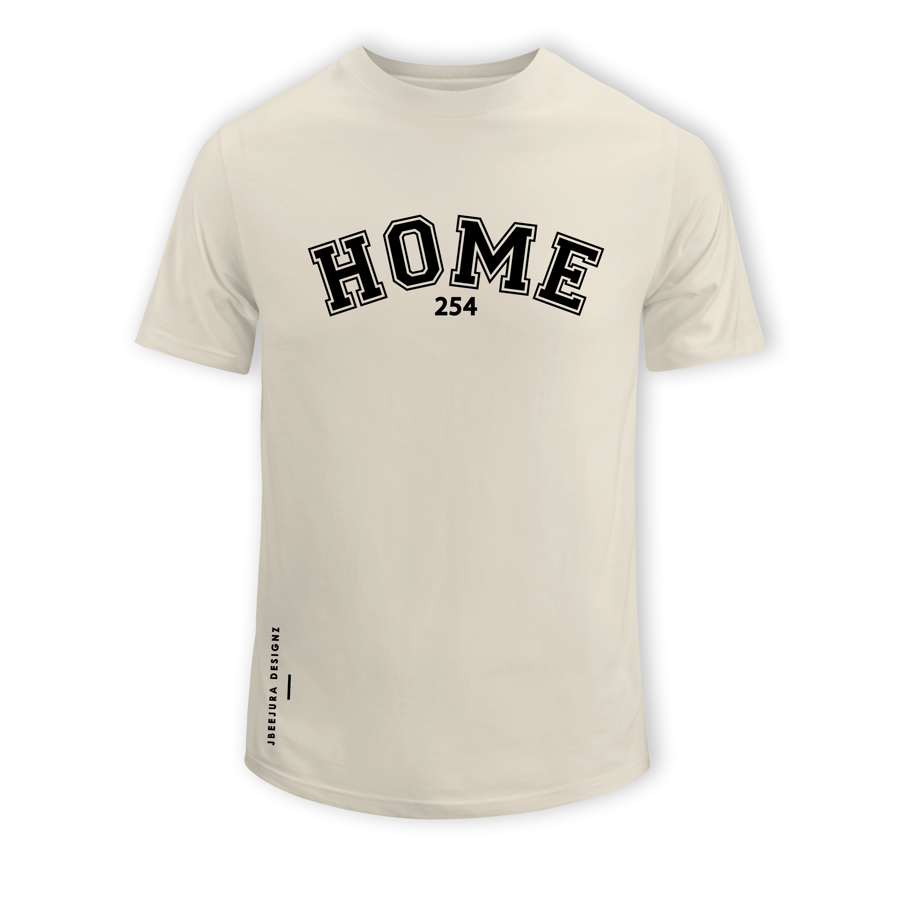 home_254 SHORT-SLEEVED NUDE T-SHIRT WITH A BLACK COLLEGE PRINT – COTTON PLUS FABRIC