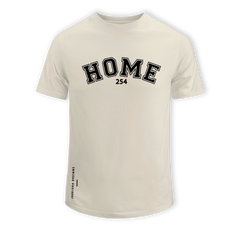 home_254 SHORT-SLEEVED NUDE T-SHIRT WITH A BLACK COLLEGE PRINT – COTTON PLUS FABRIC