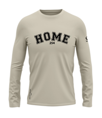 home_254 LONG-SLEEVED NUDE T-SHIRT WITH A BLACK COLLEGE PRINT – COTTON PLUS FABRIC
