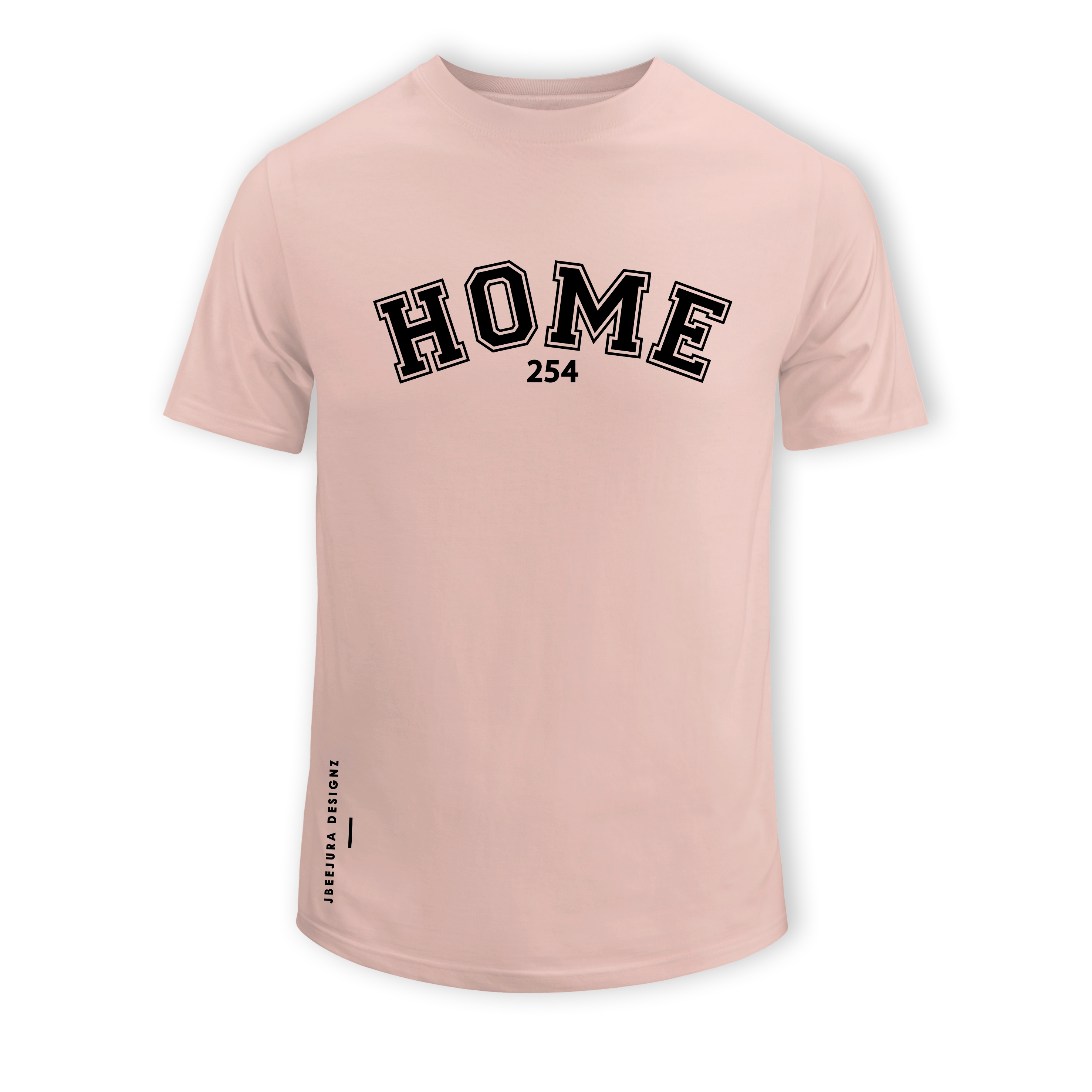home_254 SHORT-SLEEVED PEACH T-SHIRT WITH A BLACK COLLEGE PRINT – COTTON PLUS FABRIC