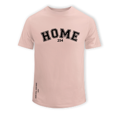 home_254 SHORT-SLEEVED PEACH T-SHIRT WITH A BLACK COLLEGE PRINT – COTTON PLUS FABRIC