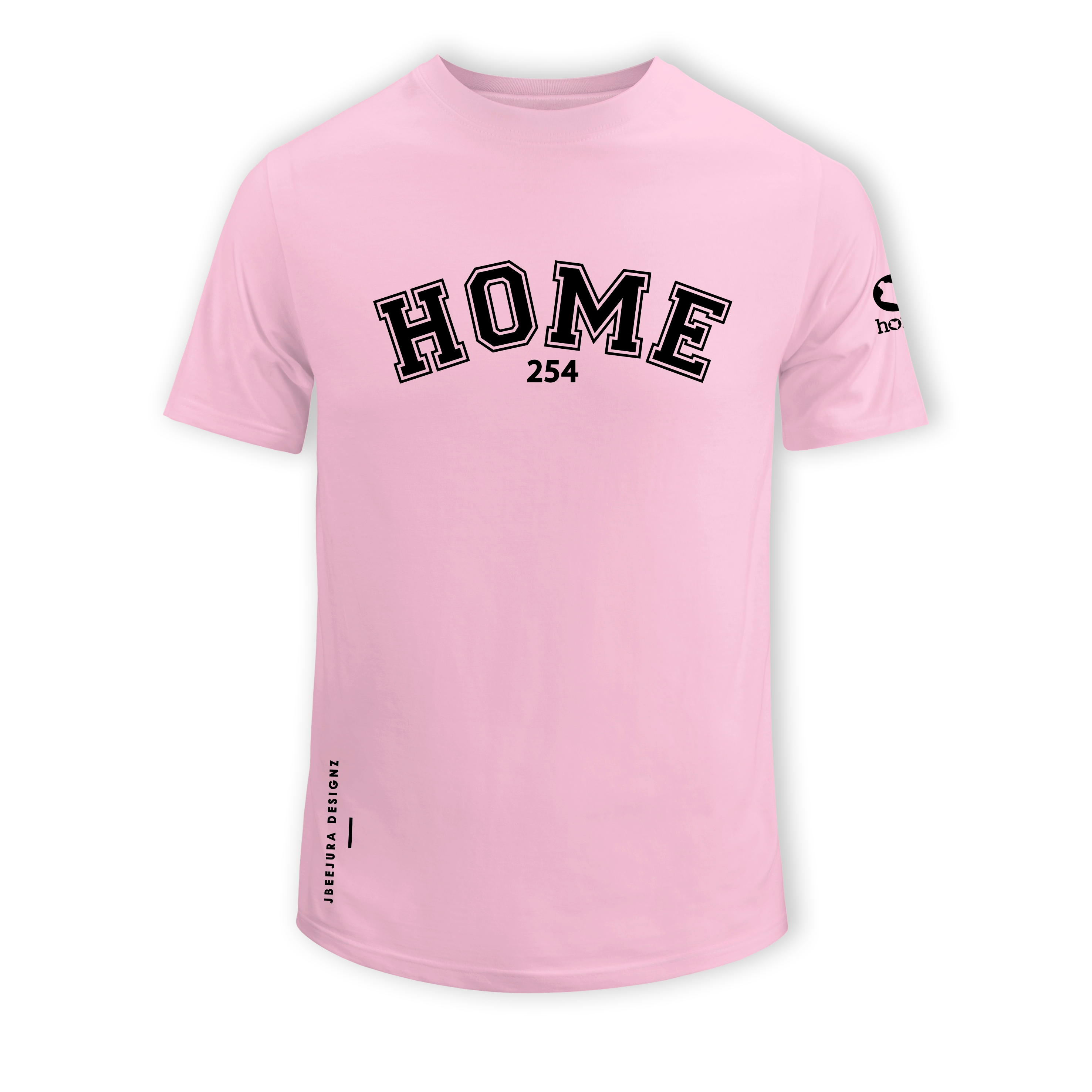 home_254 SHORT-SLEEVED PINK T-SHIRT WITH A BLACK COLLEGE PRINT – COTTON PLUS FABRIC