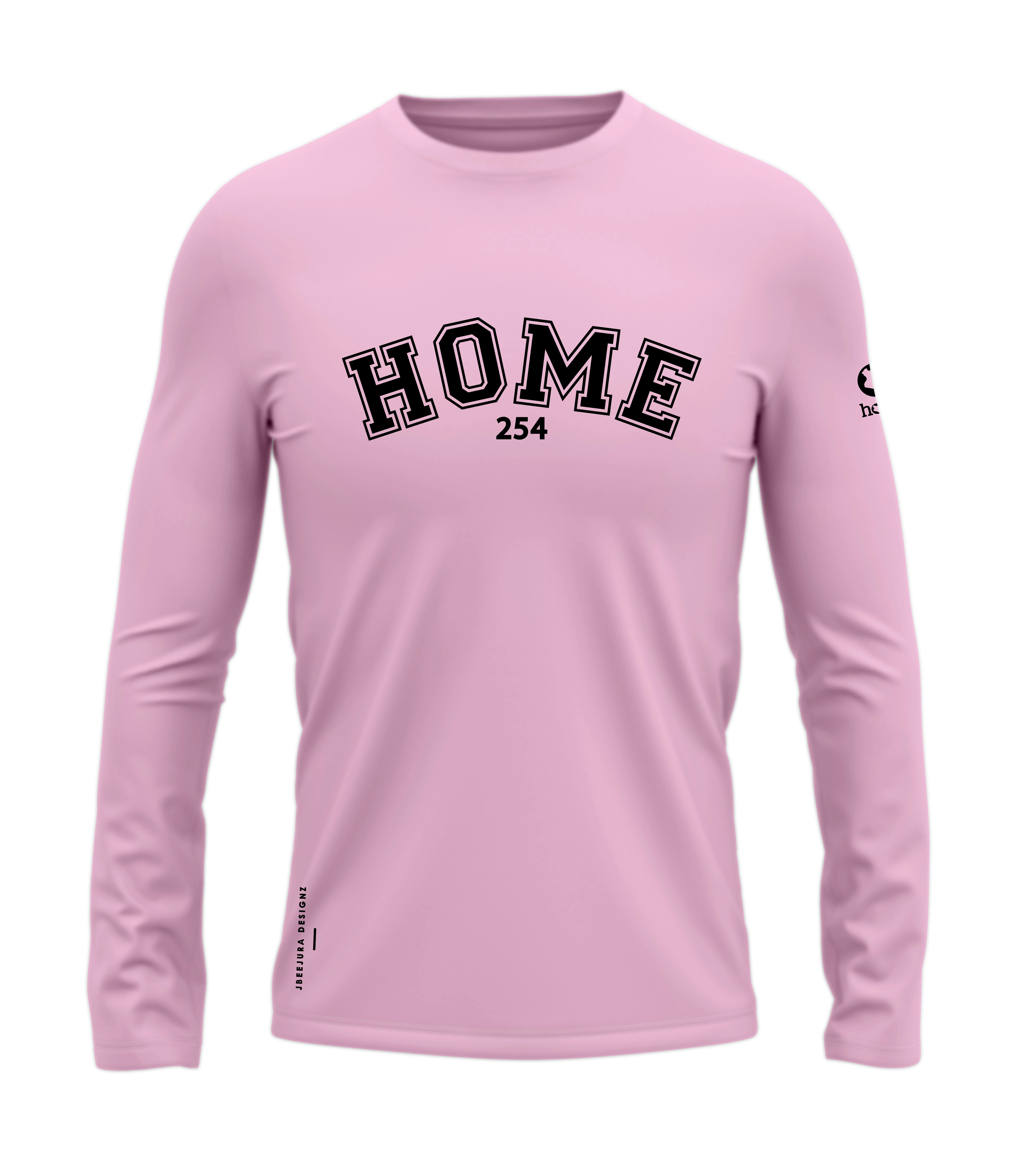 home_254 LONG-SLEEVED PINK T-SHIRT WITH A BLACK COLLEGE PRINT – COTTON PLUS FABRIC