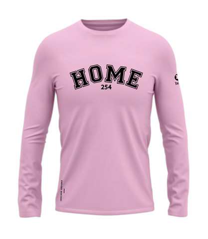 home_254 LONG-SLEEVED PINK T-SHIRT WITH A BLACK COLLEGE PRINT – COTTON PLUS FABRIC