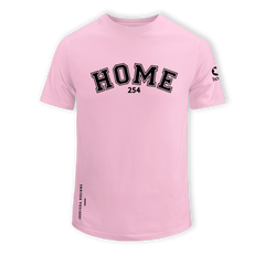 home_254 SHORT-SLEEVED PINK T-SHIRT WITH A BLACK COLLEGE PRINT – COTTON PLUS FABRIC