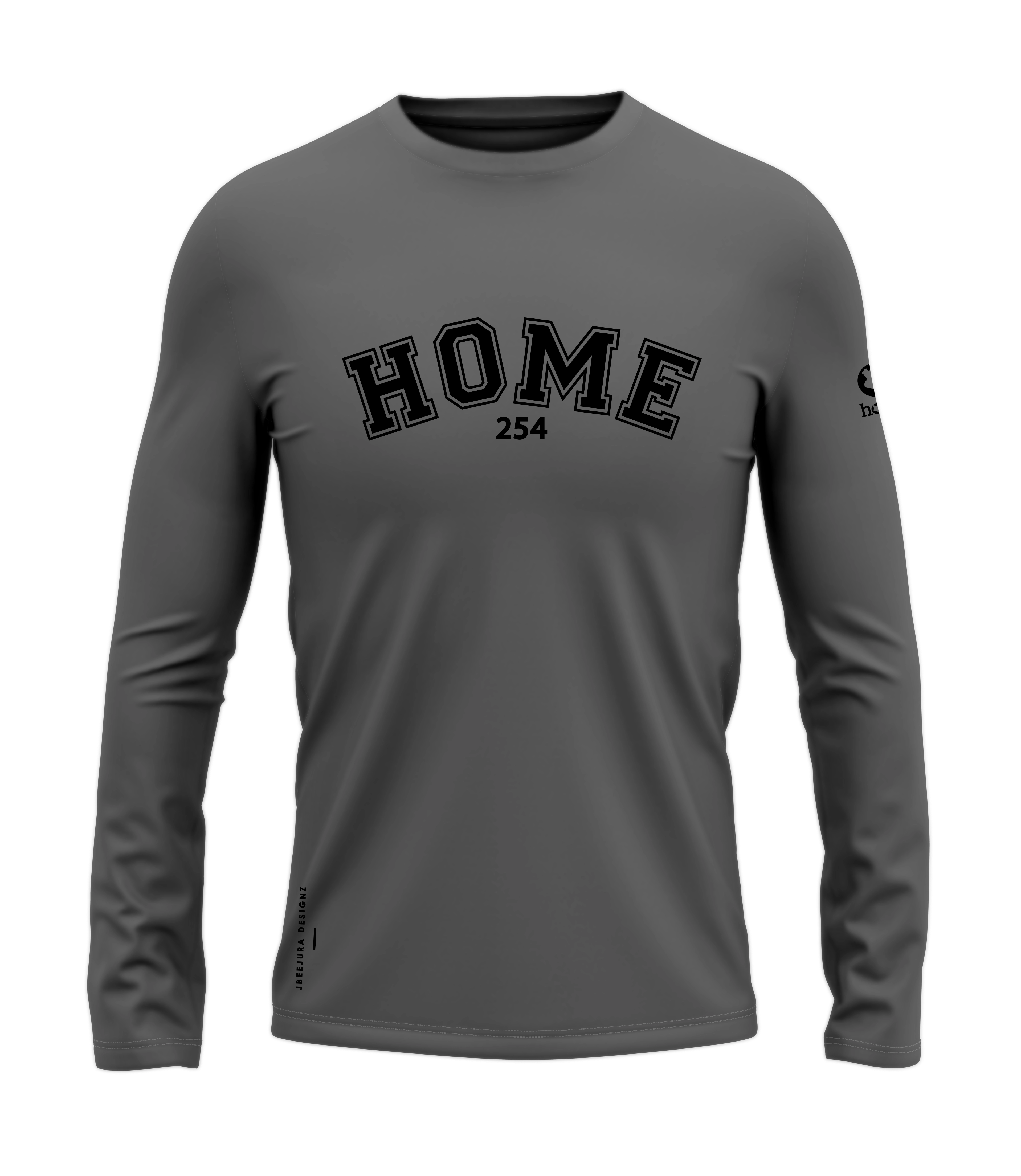 home_254 LONG-SLEEVED SAGE T-SHIRT WITH A BLACK COLLEGE PRINT – COTTON PLUS FABRIC