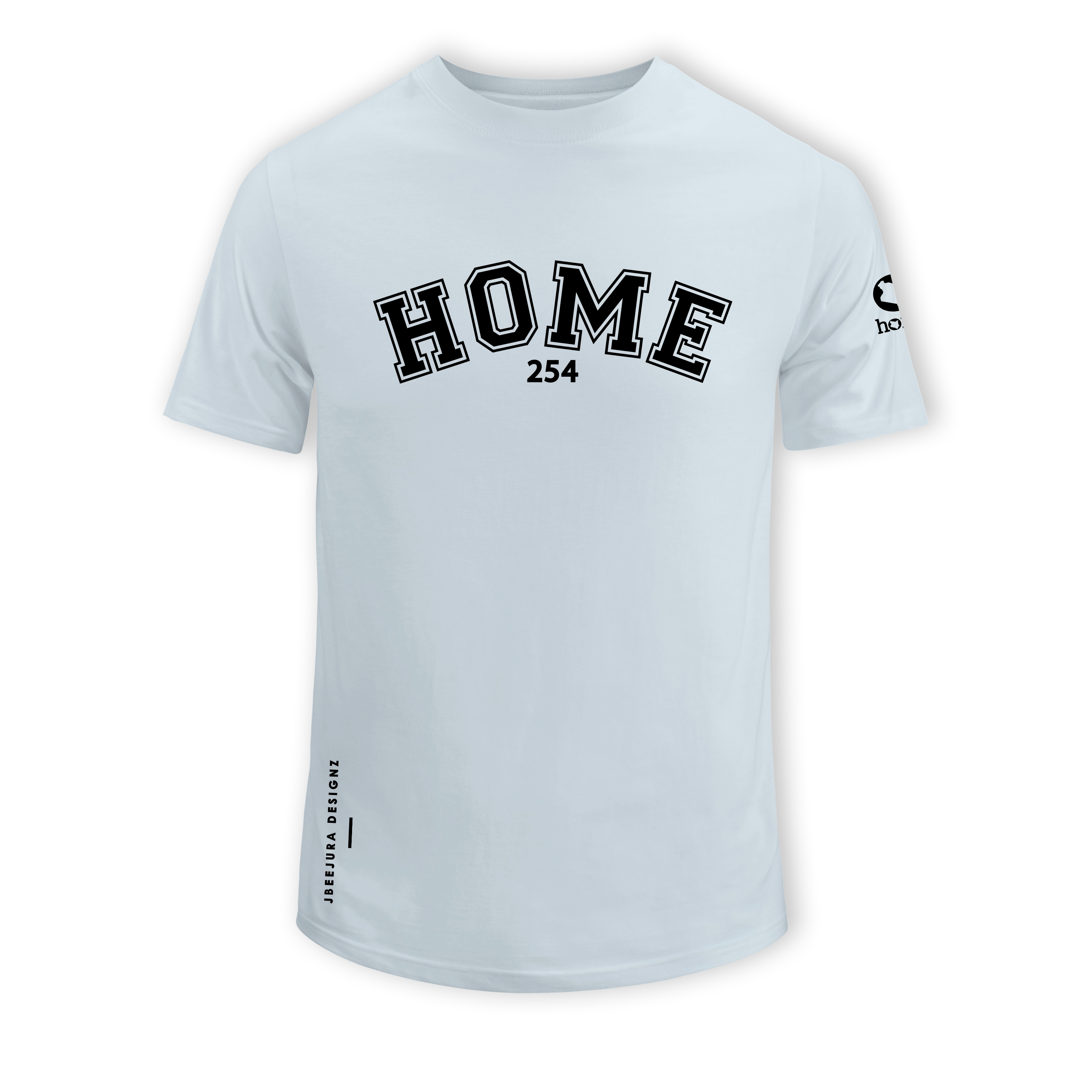 home_254 SHORT-SLEEVED SKY-BLUE T-SHIRT WITH A BLACK COLLEGE PRINT – COTTON PLUS FABRIC
