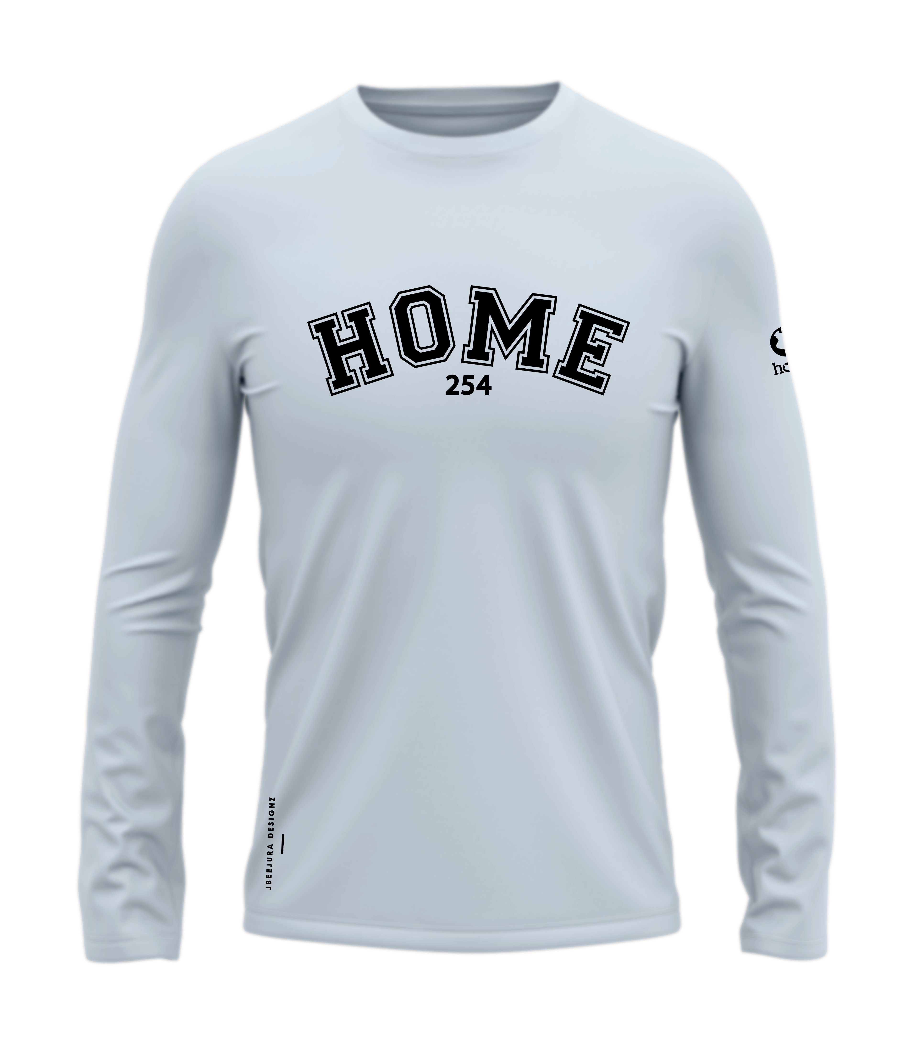 home_254 LONG-SLEEVED SKY-BLUE T-SHIRT WITH A BLACK COLLEGE PRINT – COTTON PLUS FABRIC