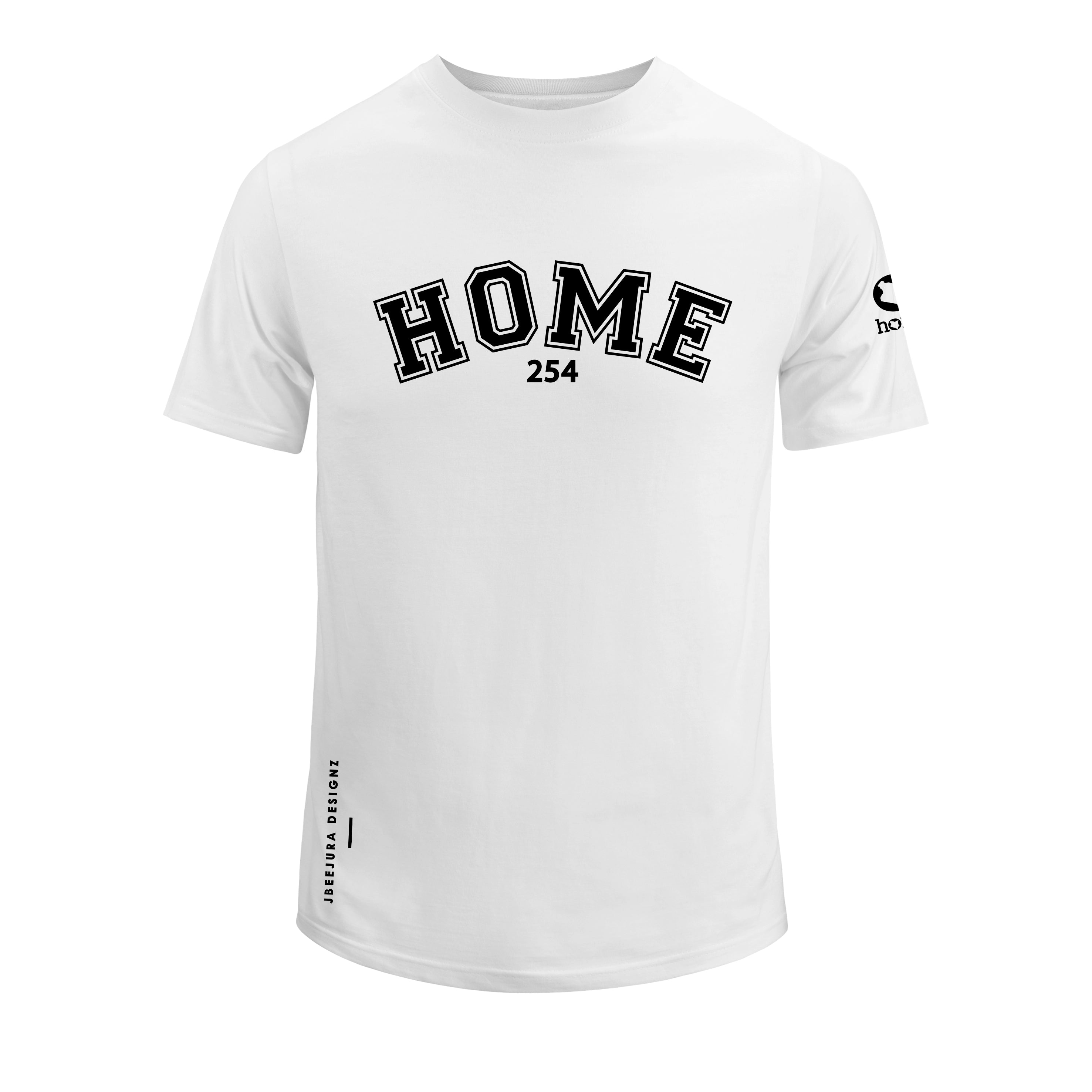 home_254 SHORT-SLEEVED WHITE T-SHIRT WITH A BLACK COLLEGE PRINT – COTTON PLUS FABRIC