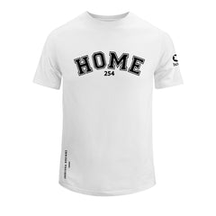 home_254 SHORT-SLEEVED WHITE T-SHIRT WITH A BLACK COLLEGE PRINT – COTTON PLUS FABRIC