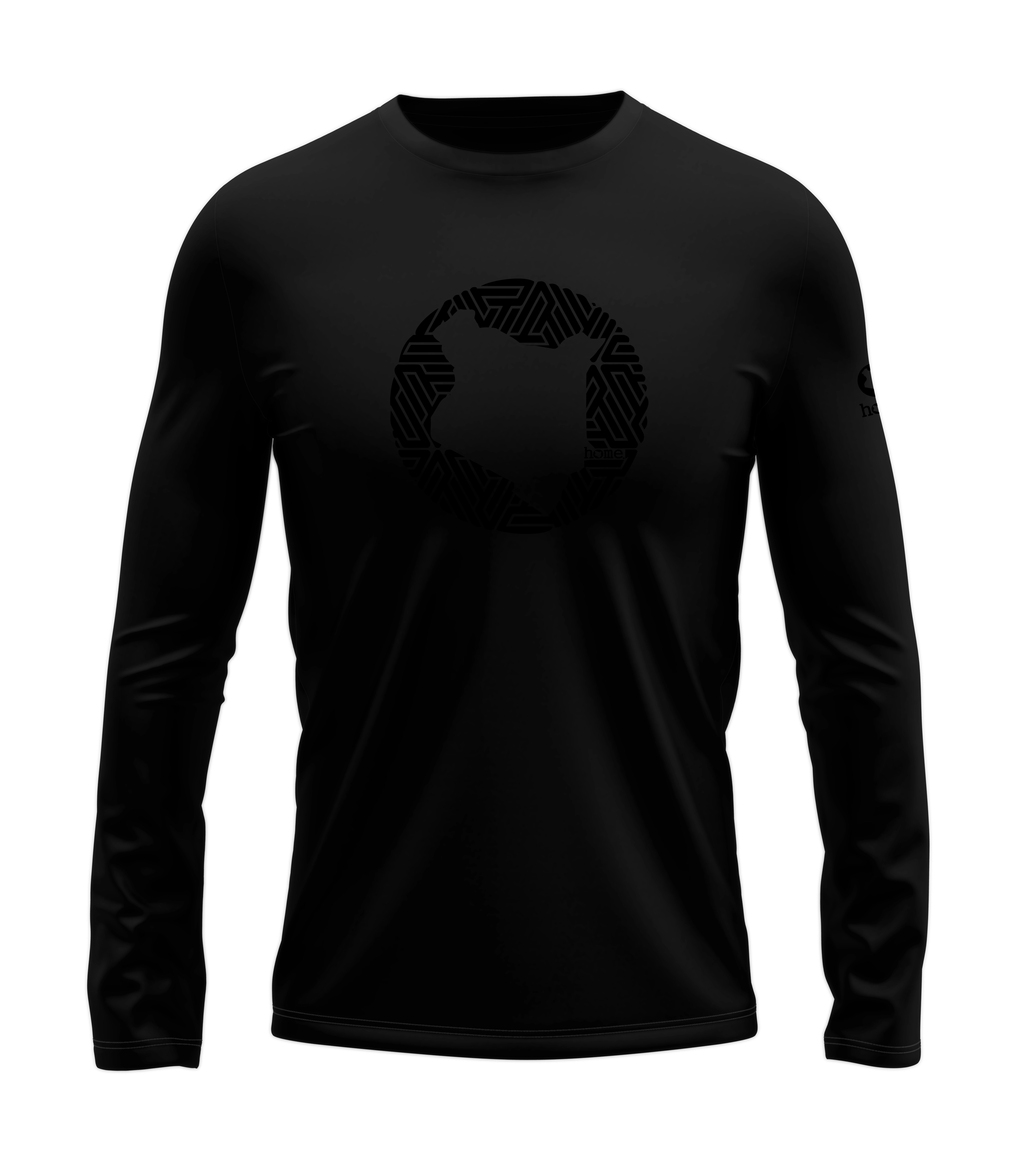 home_254 LONG-SLEEVED BLACK T-SHIRT WITH A BLACK MAP PRINT – COTTON PLUS FABRIC