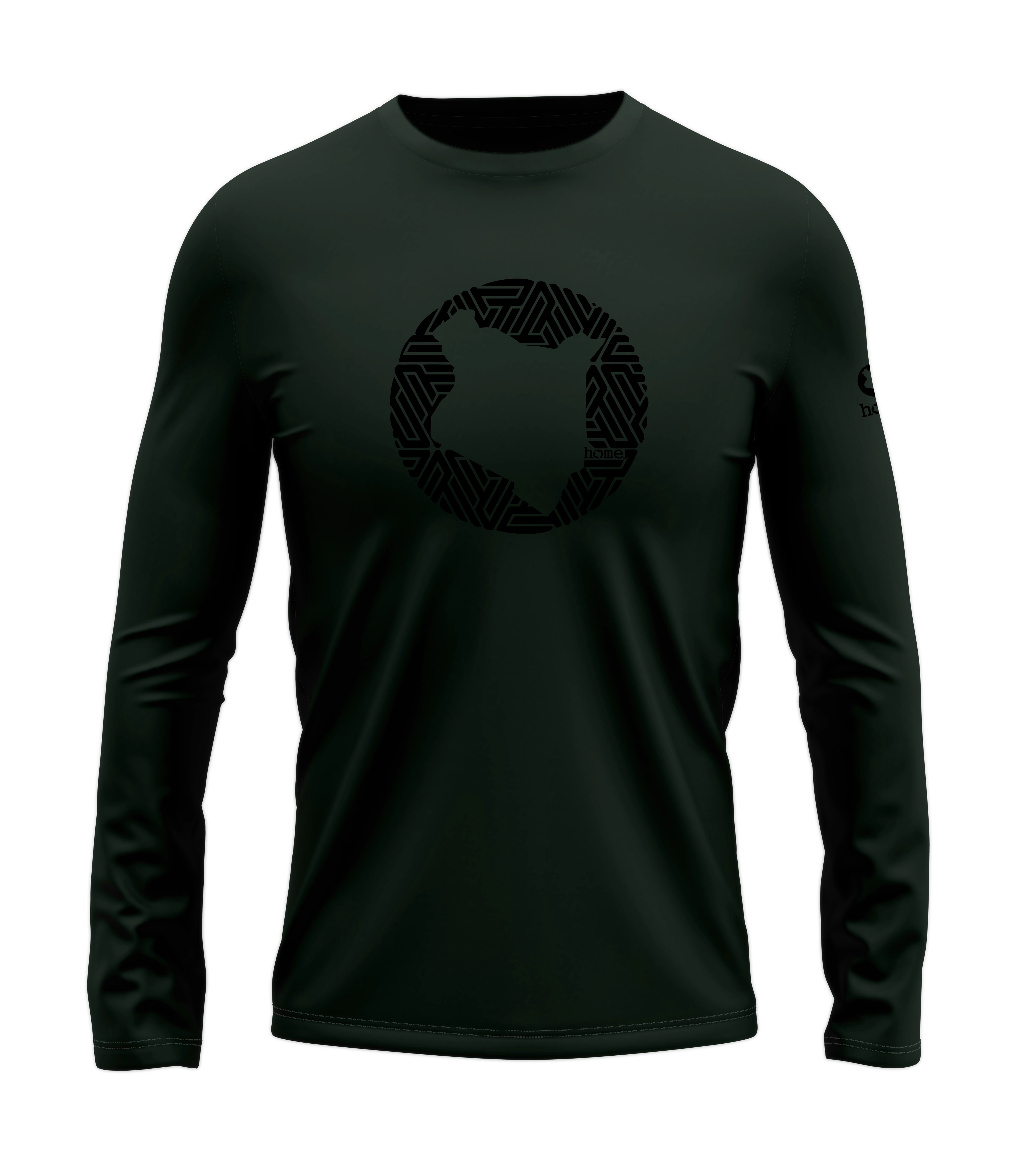 home_254 LONG-SLEEVED FOREST GREEN T-SHIRT WITH A BLACK MAP PRINT – COTTON PLUS FABRIC