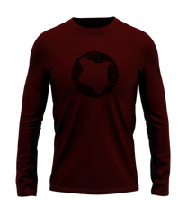 home_254 LONG-SLEEVED MAROON T-SHIRT WITH A BLACK MAP PRINT – COTTON PLUS FABRIC