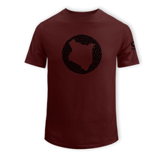 home_254 SHORT-SLEEVED MAROON T-SHIRT WITH A BLACK MAP PRINT – COTTON PLUS FABRIC
