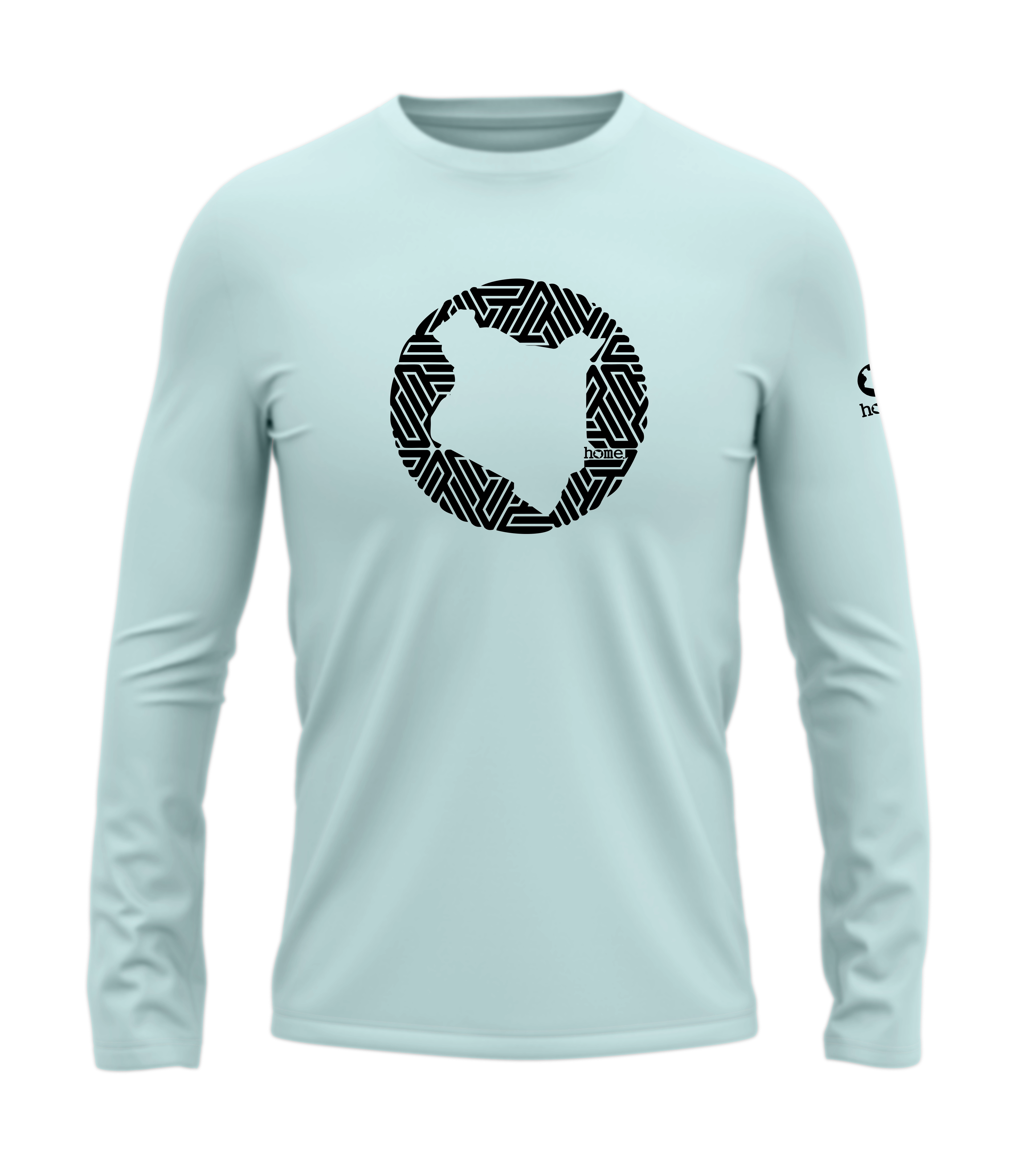 home_254 LONG-SLEEVED MISTY BLUE T-SHIRT WITH A BLACK MAP PRINT – COTTON PLUS FABRIC