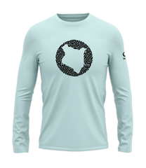 home_254 LONG-SLEEVED MISTY BLUE T-SHIRT WITH A BLACK MAP PRINT – COTTON PLUS FABRIC