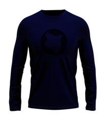 home_254 LONG-SLEEVED NAVY BLUE T-SHIRT WITH A BLACK MAP PRINT – COTTON PLUS FABRIC