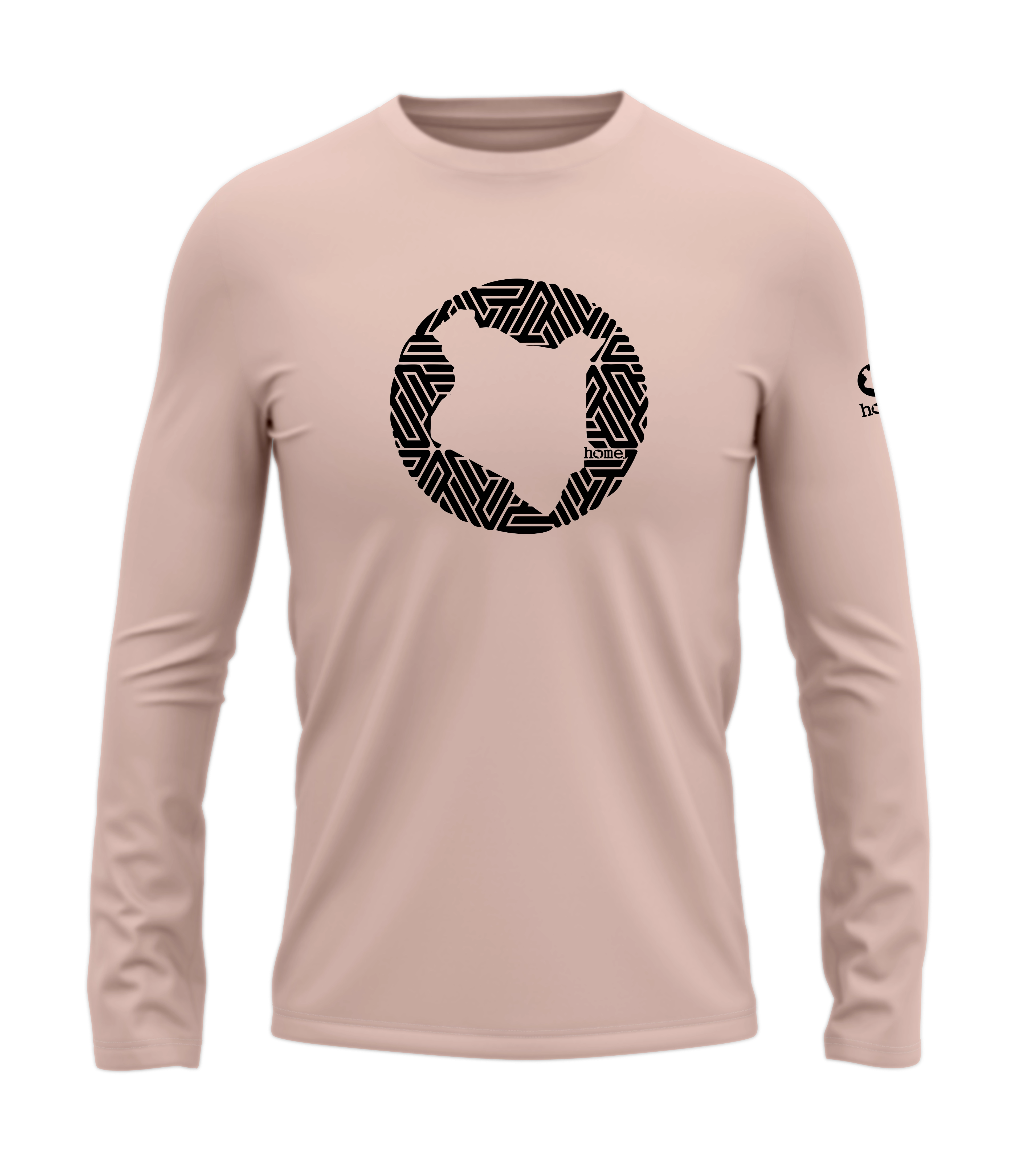 home_254 LONG-SLEEVED PEACH T-SHIRT WITH A BLACK MAP PRINT – COTTON PLUS FABRIC