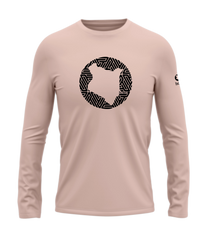 home_254 LONG-SLEEVED PEACH T-SHIRT WITH A BLACK MAP PRINT – COTTON PLUS FABRIC