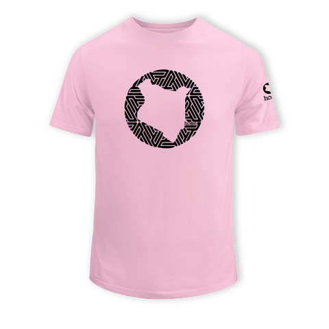 home_254 KIDS SHORT-SLEEVED PINK T-SHIRT WITH A BLACK MAP PRINT – COTTON PLUS FABRIC