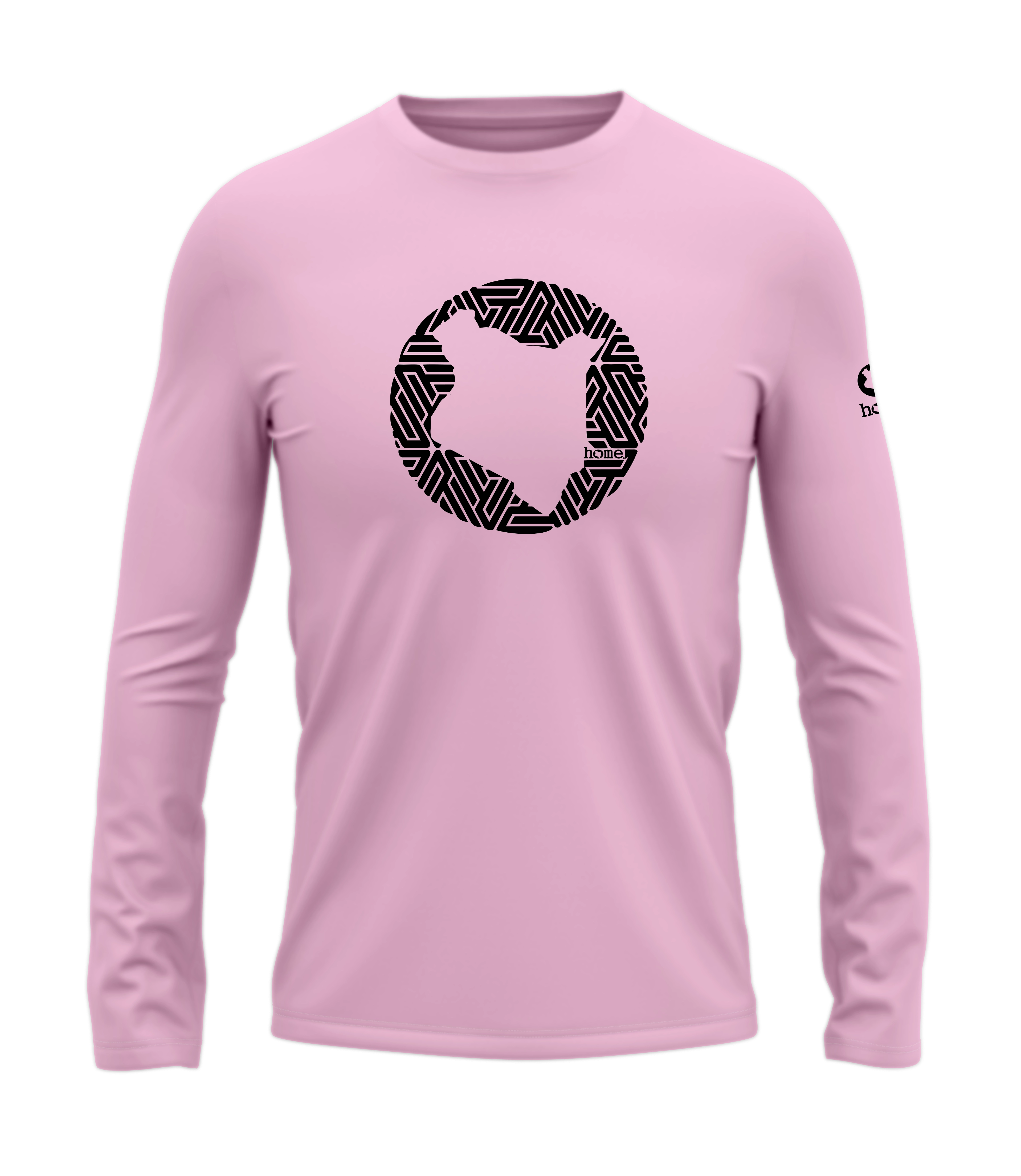 home_254 LONG-SLEEVED PINK T-SHIRT WITH A BLACK MAP PRINT – COTTON PLUS FABRIC
